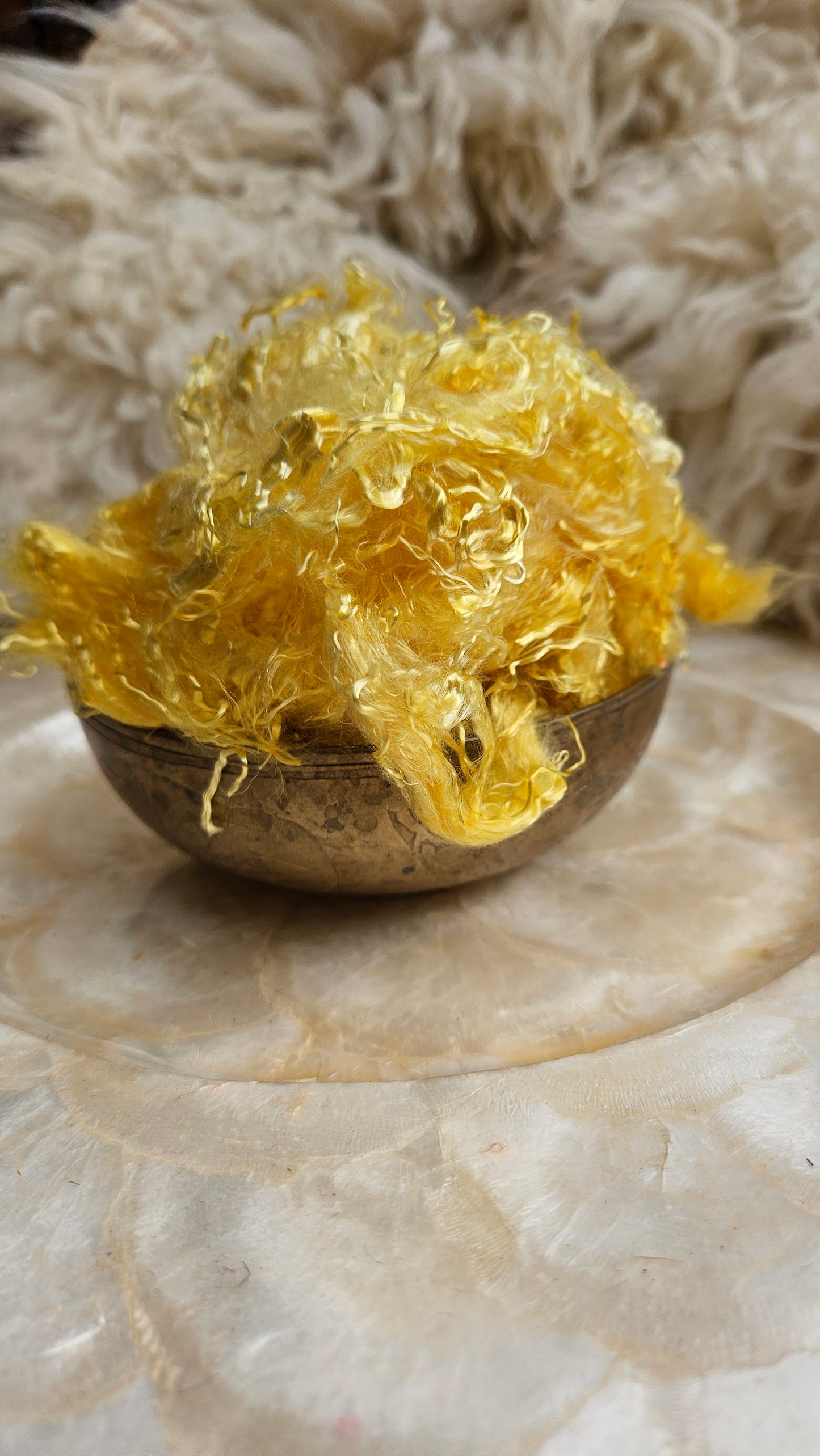 CITRINE Eucalyptus Crimp Hand Dyed Effects Fiber - 2 ounces