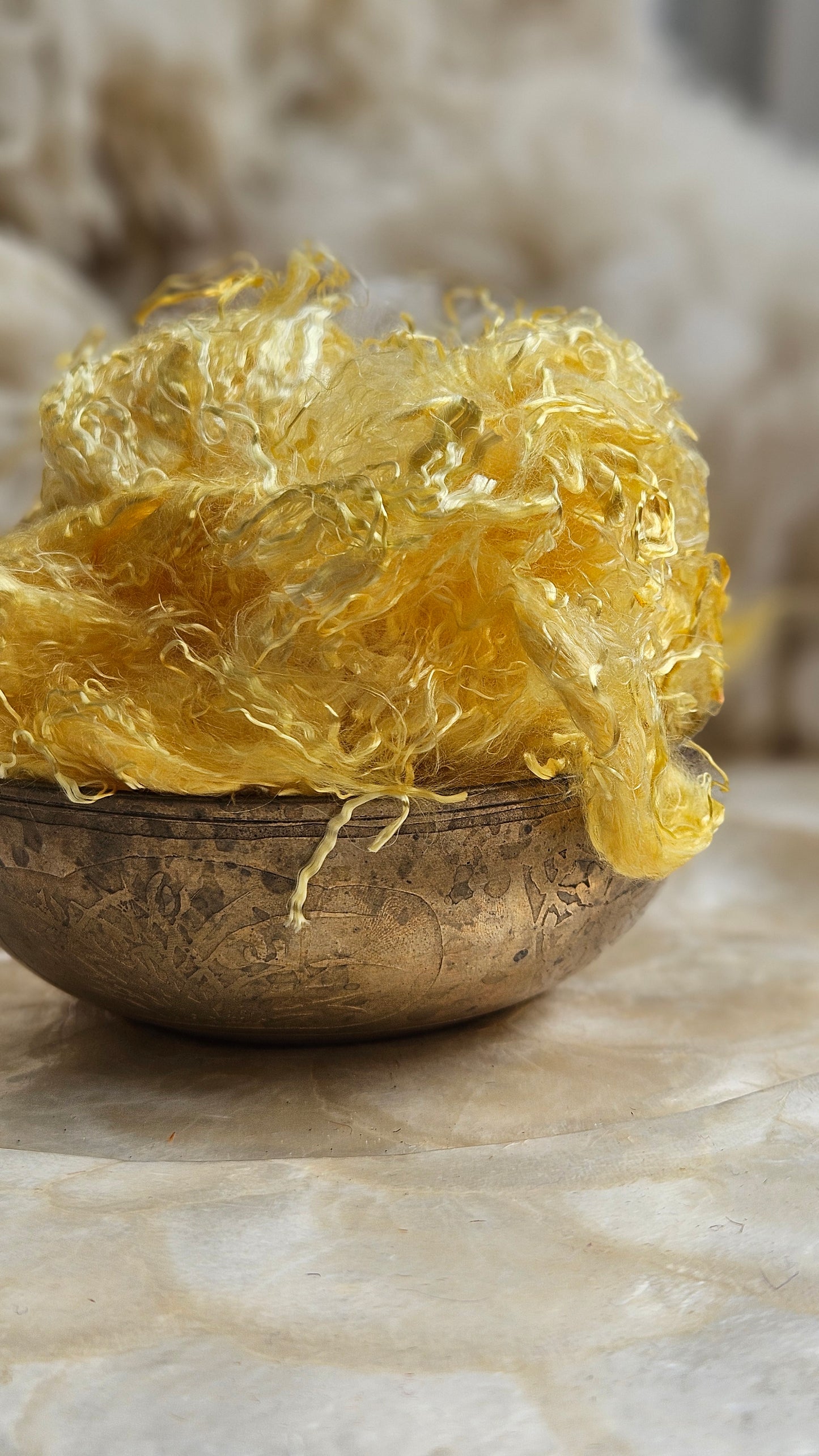 CITRINE Eucalyptus Crimp Hand Dyed Effects Fiber - 2 ounces