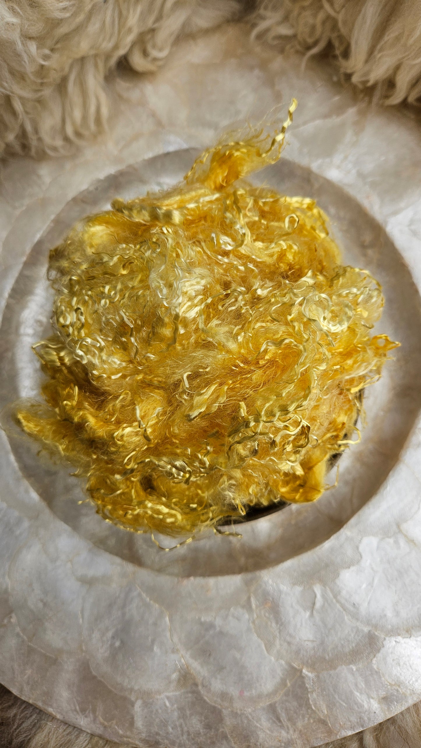 CITRINE Eucalyptus Crimp Hand Dyed Effects Fiber - 2 ounces