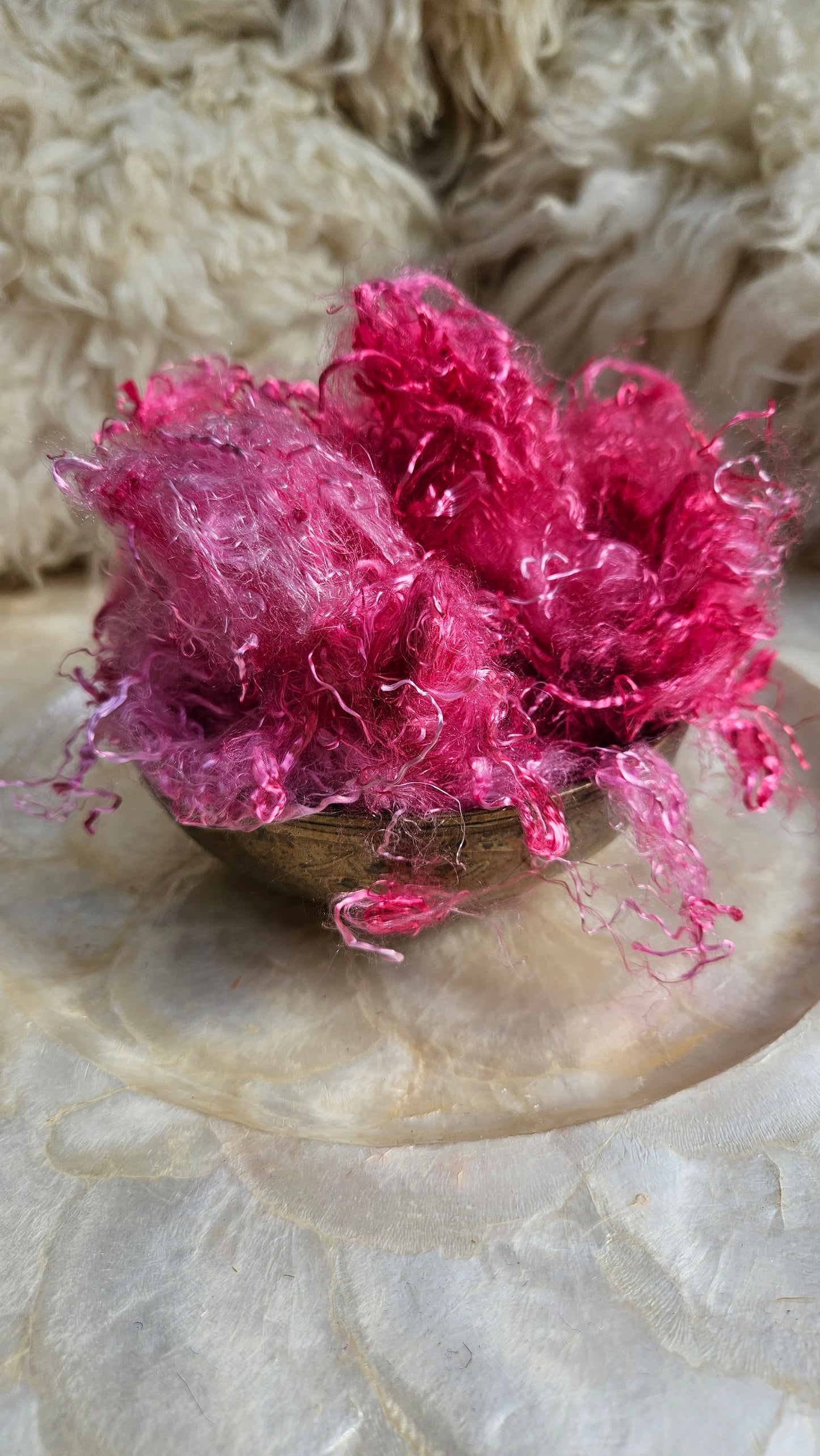 RHODOLITE - hand-dyed eucalyptus crimp faux-silk for art yarn embellishing, fiber blending, felting, and papermaking - 2 oz | 57 g