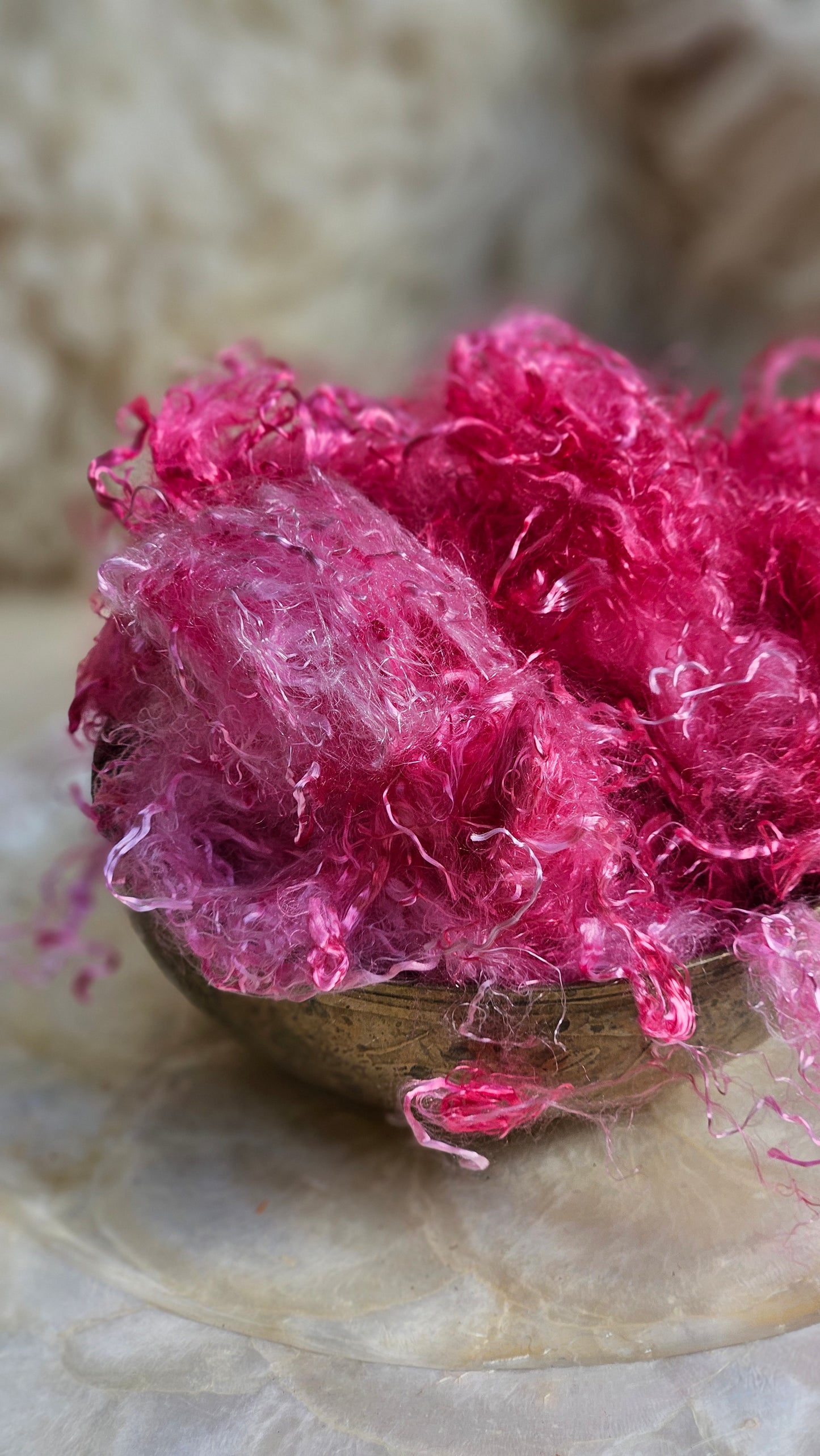 RHODOLITE - hand-dyed eucalyptus crimp faux-silk for art yarn embellishing, fiber blending, felting, and papermaking - 2 oz | 57 g