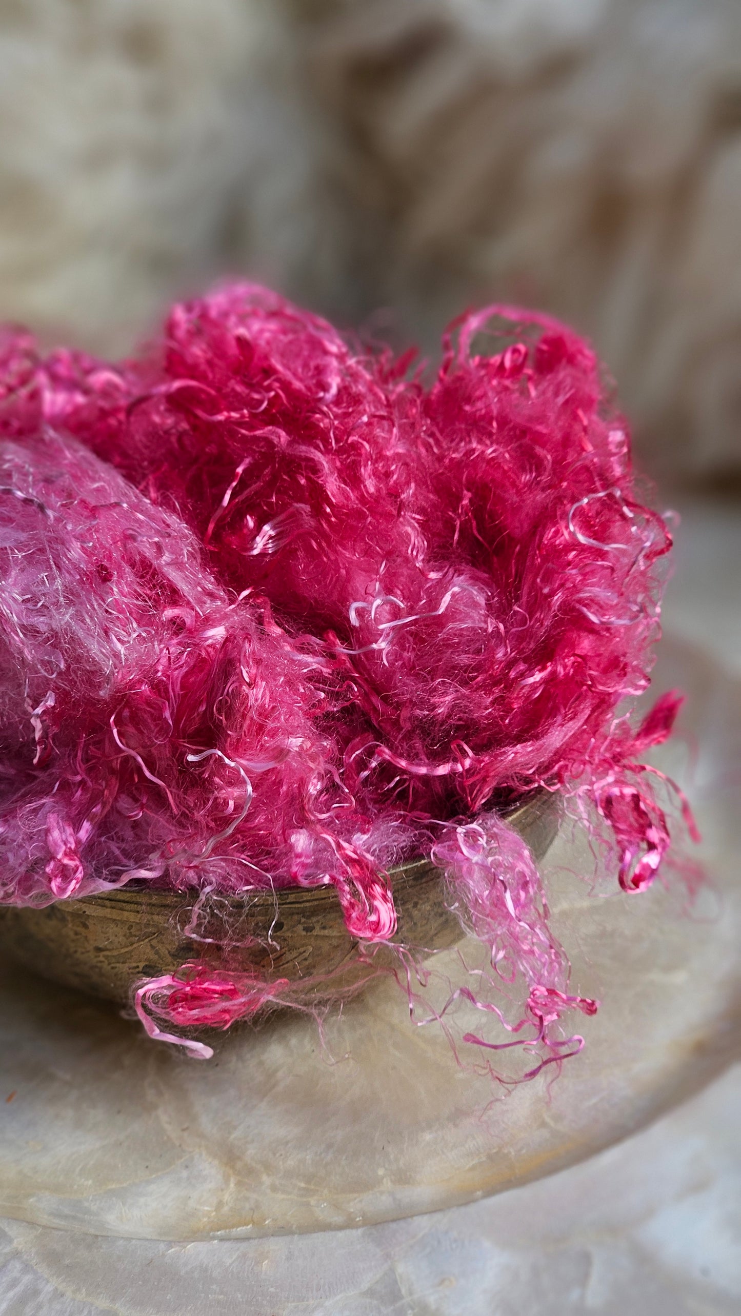 RHODOLITE - hand-dyed eucalyptus crimp faux-silk for art yarn embellishing, fiber blending, felting, and papermaking - 2 oz | 57 g