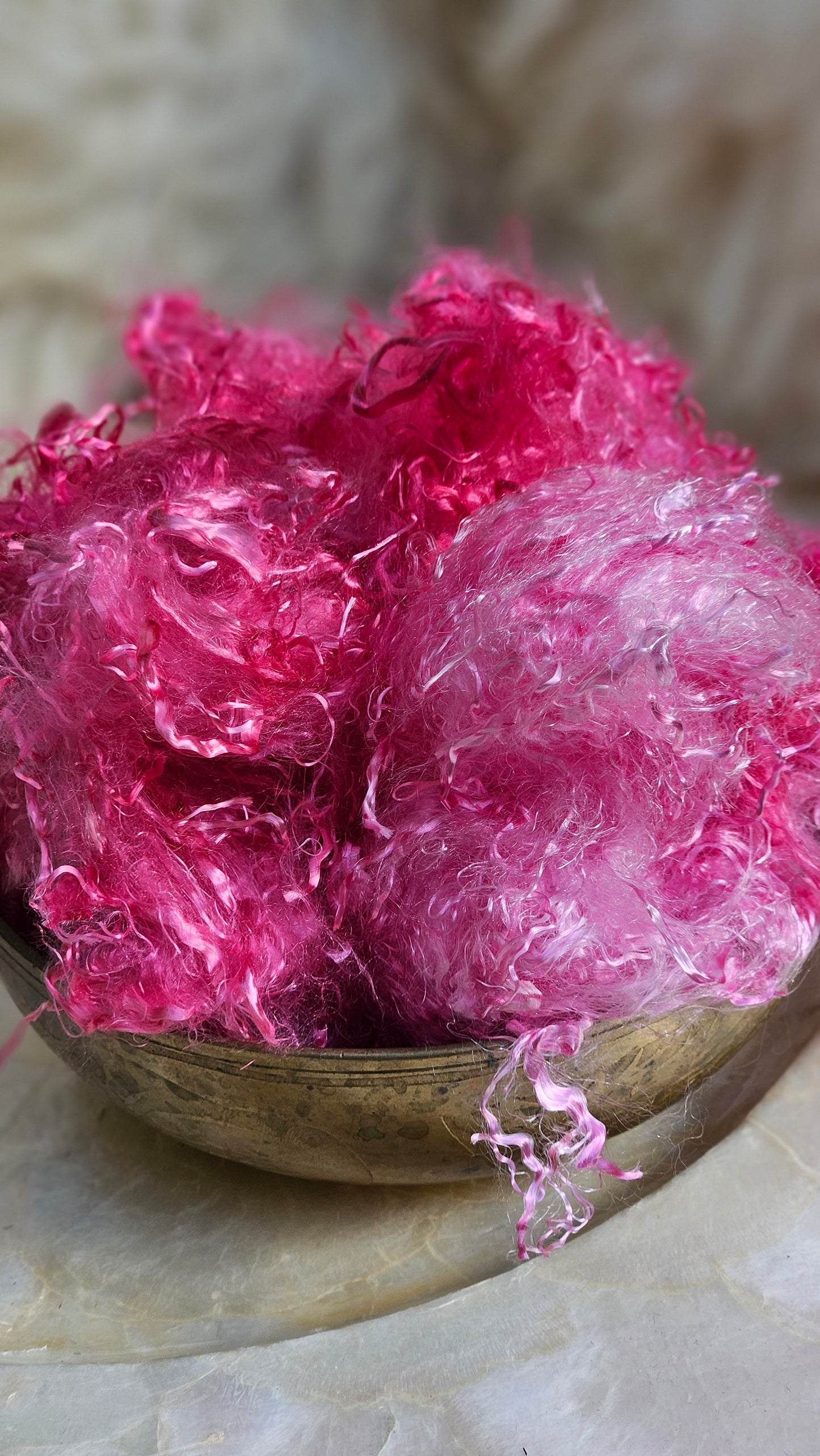 RHODOLITE - hand-dyed eucalyptus crimp faux-silk for art yarn embellishing, fiber blending, felting, and papermaking - 2 oz | 57 g