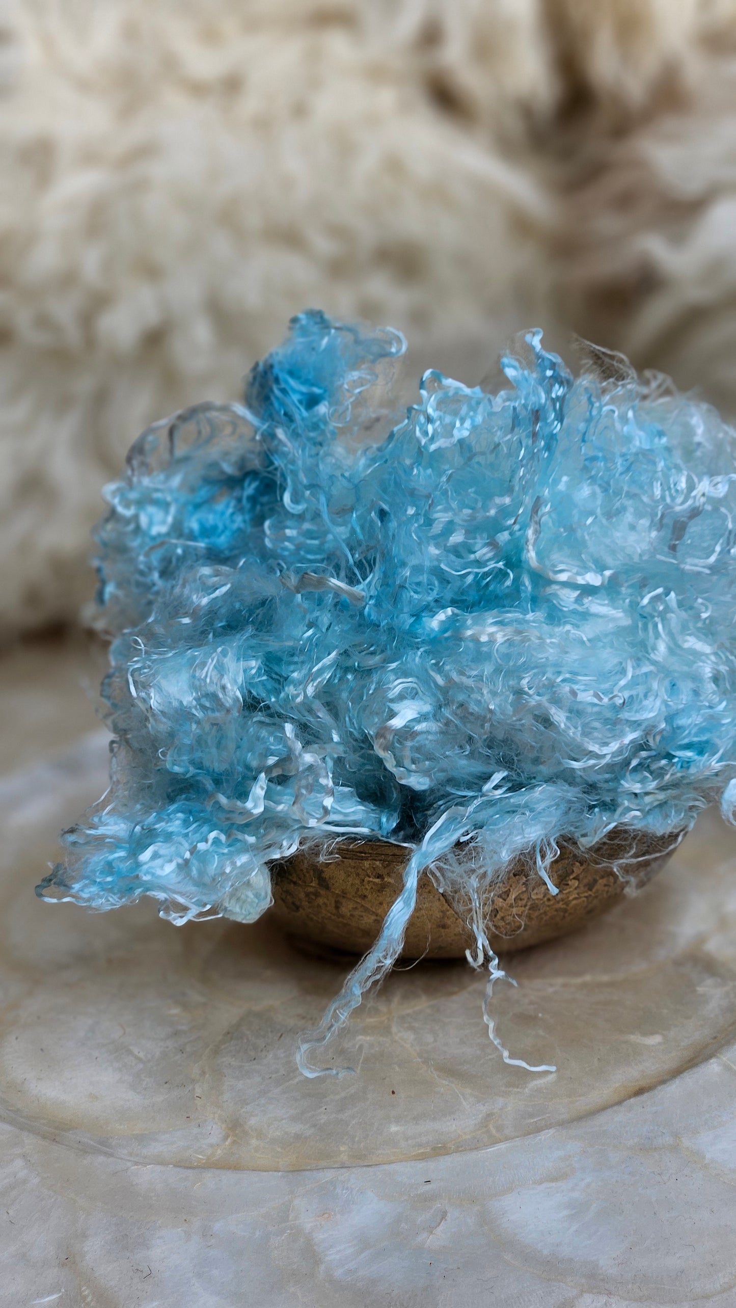 LARIMAR - hand-dyed eucalyptus crimp faux-silk for art yarn embellishing, fiber blending, felting, and papermaking - 2 oz | 57 g