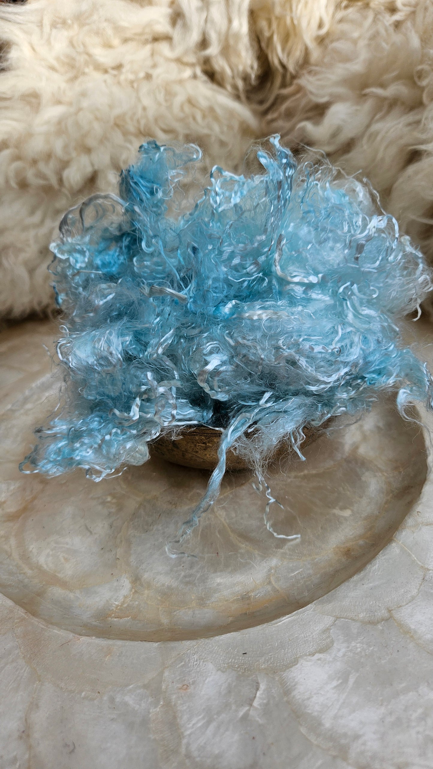 LARIMAR - hand-dyed eucalyptus crimp faux-silk for art yarn embellishing, fiber blending, felting, and papermaking - 2 oz | 57 g