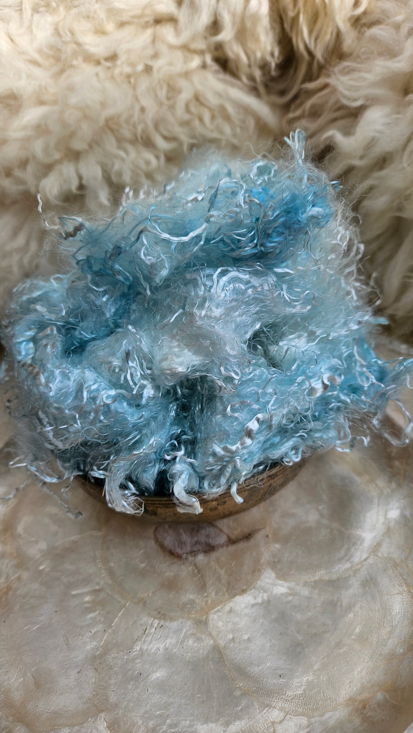 LARIMAR - hand-dyed eucalyptus crimp faux-silk for art yarn embellishing, fiber blending, felting, and papermaking - 2 oz | 57 g