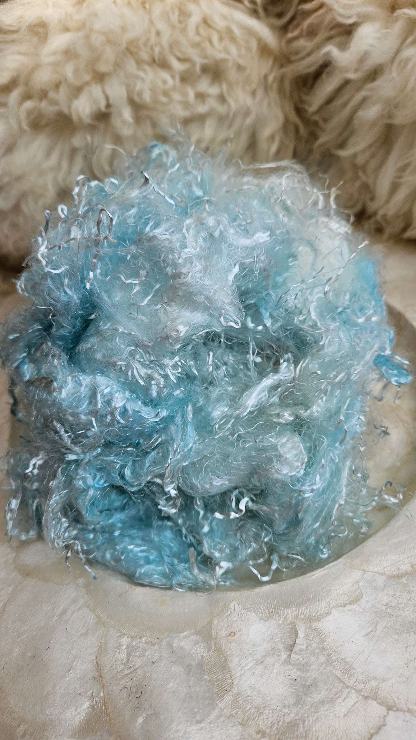 LARIMAR - hand-dyed eucalyptus crimp faux-silk for art yarn embellishing, fiber blending, felting, and papermaking - 2 oz | 57 g