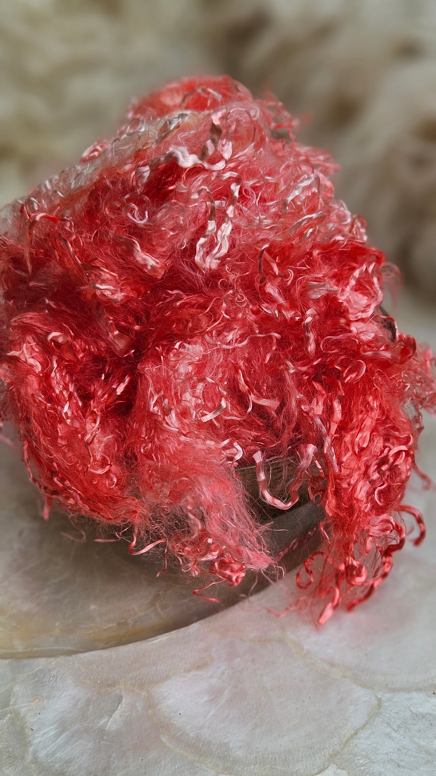 CORAL - hand-dyed eucalyptus crimp faux-silk for art yarn embellishing, fiber blending, felting, and papermaking - 2 oz | 57 g