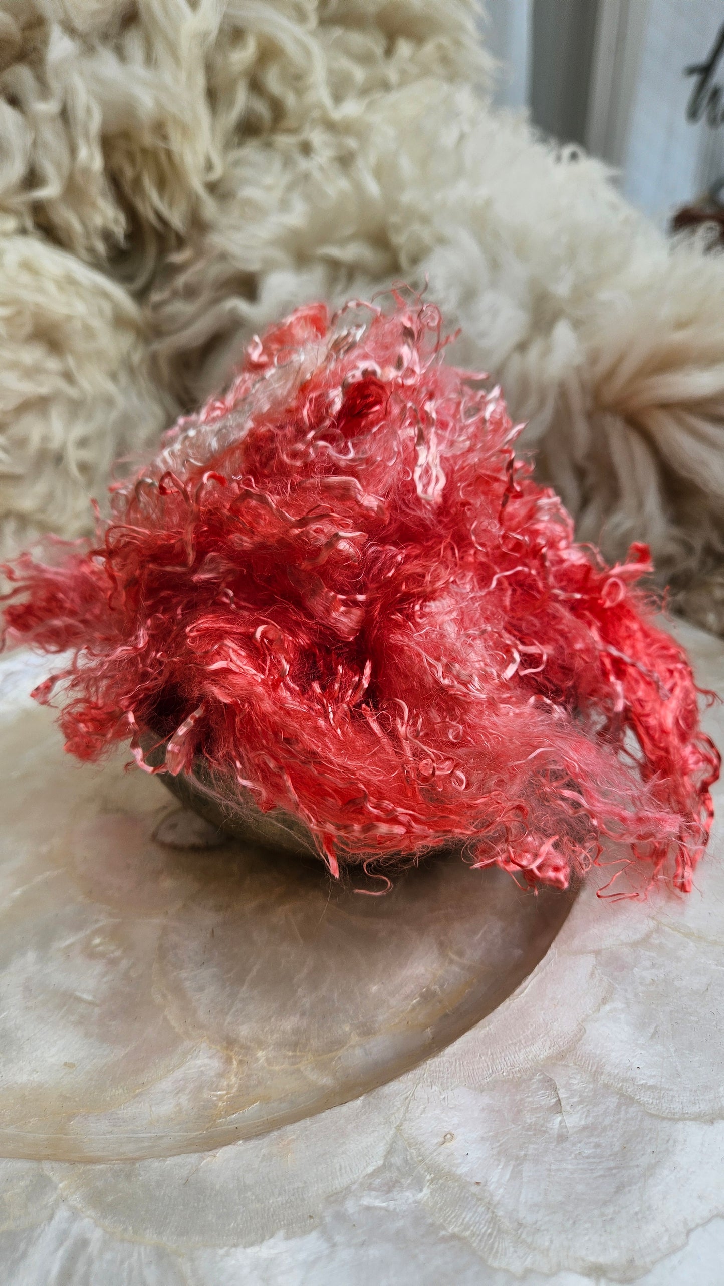 CORAL - hand-dyed eucalyptus crimp faux-silk for art yarn embellishing, fiber blending, felting, and papermaking - 2 oz | 57 g