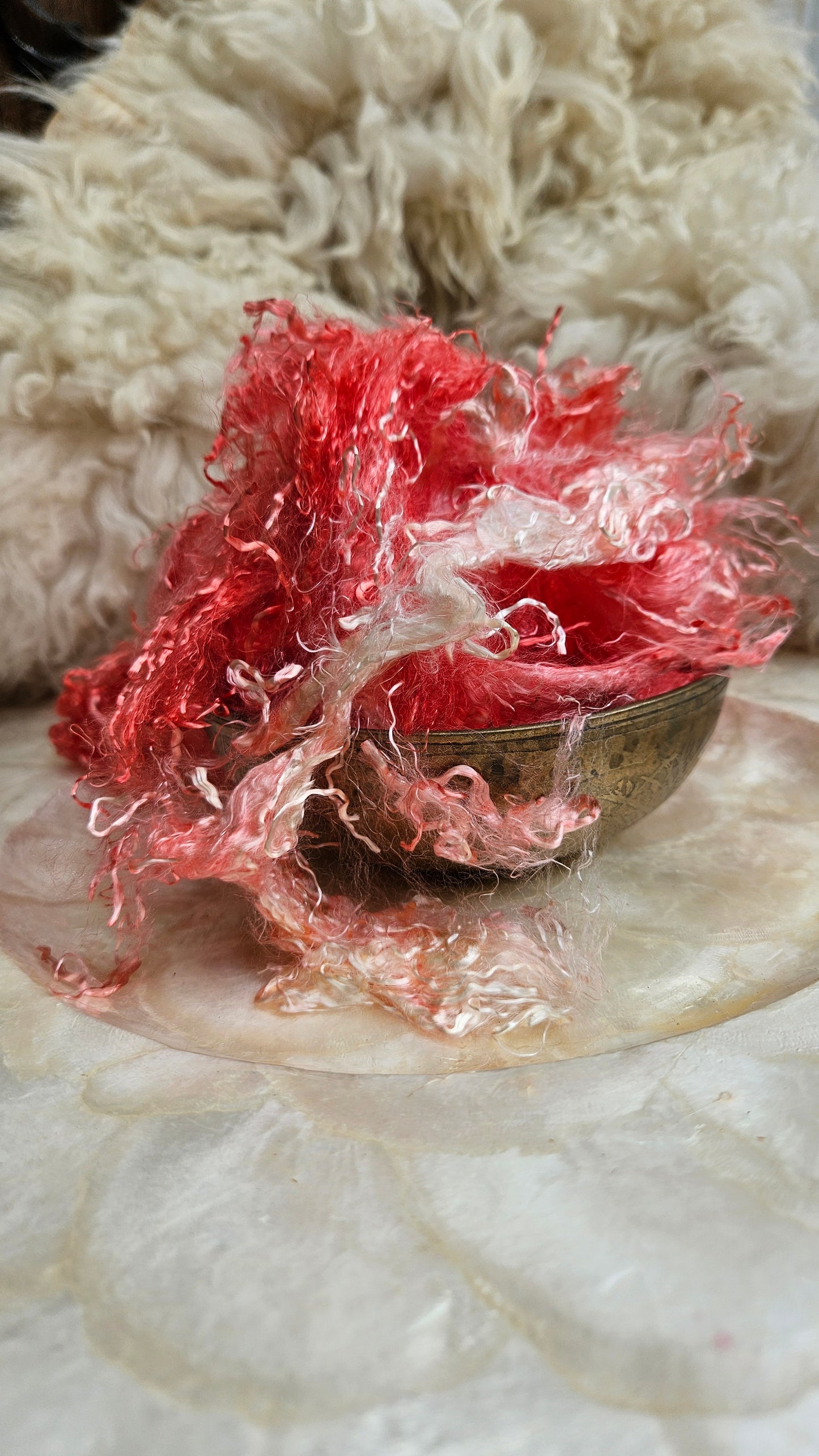 CORAL - hand-dyed eucalyptus crimp faux-silk for art yarn embellishing, fiber blending, felting, and papermaking - 2 oz | 57 g