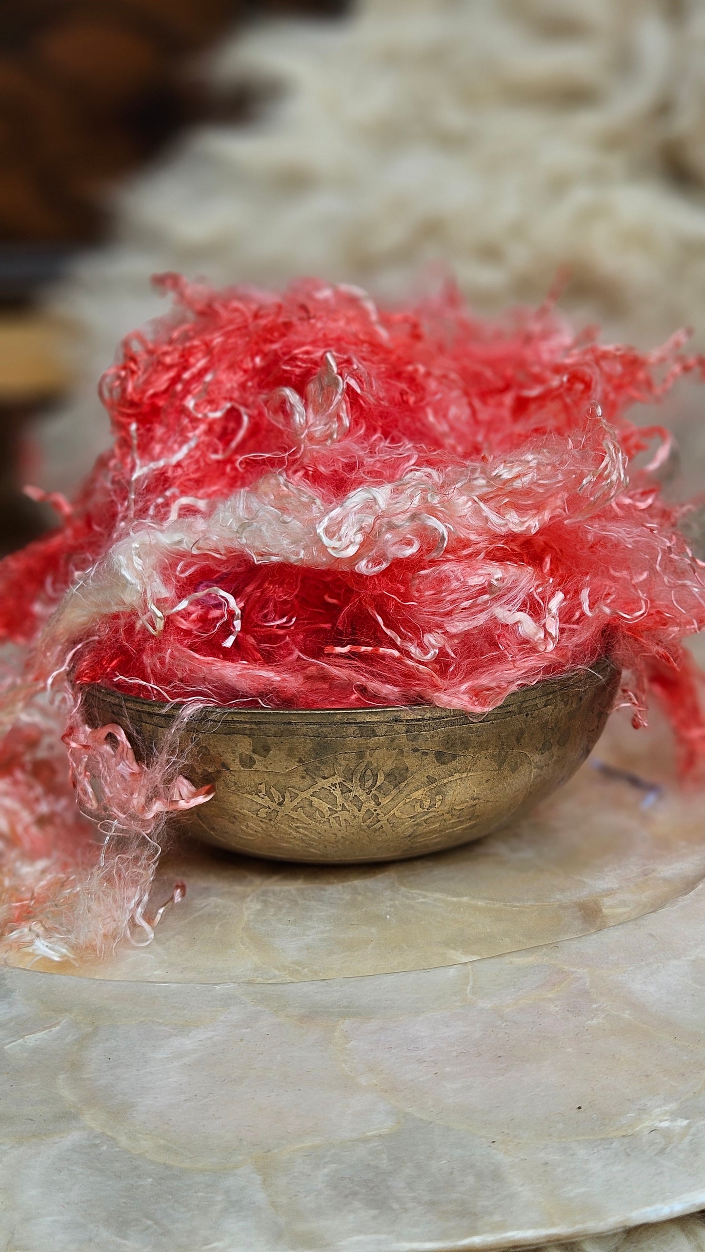 CORAL - hand-dyed eucalyptus crimp faux-silk for art yarn embellishing, fiber blending, felting, and papermaking - 2 oz | 57 g