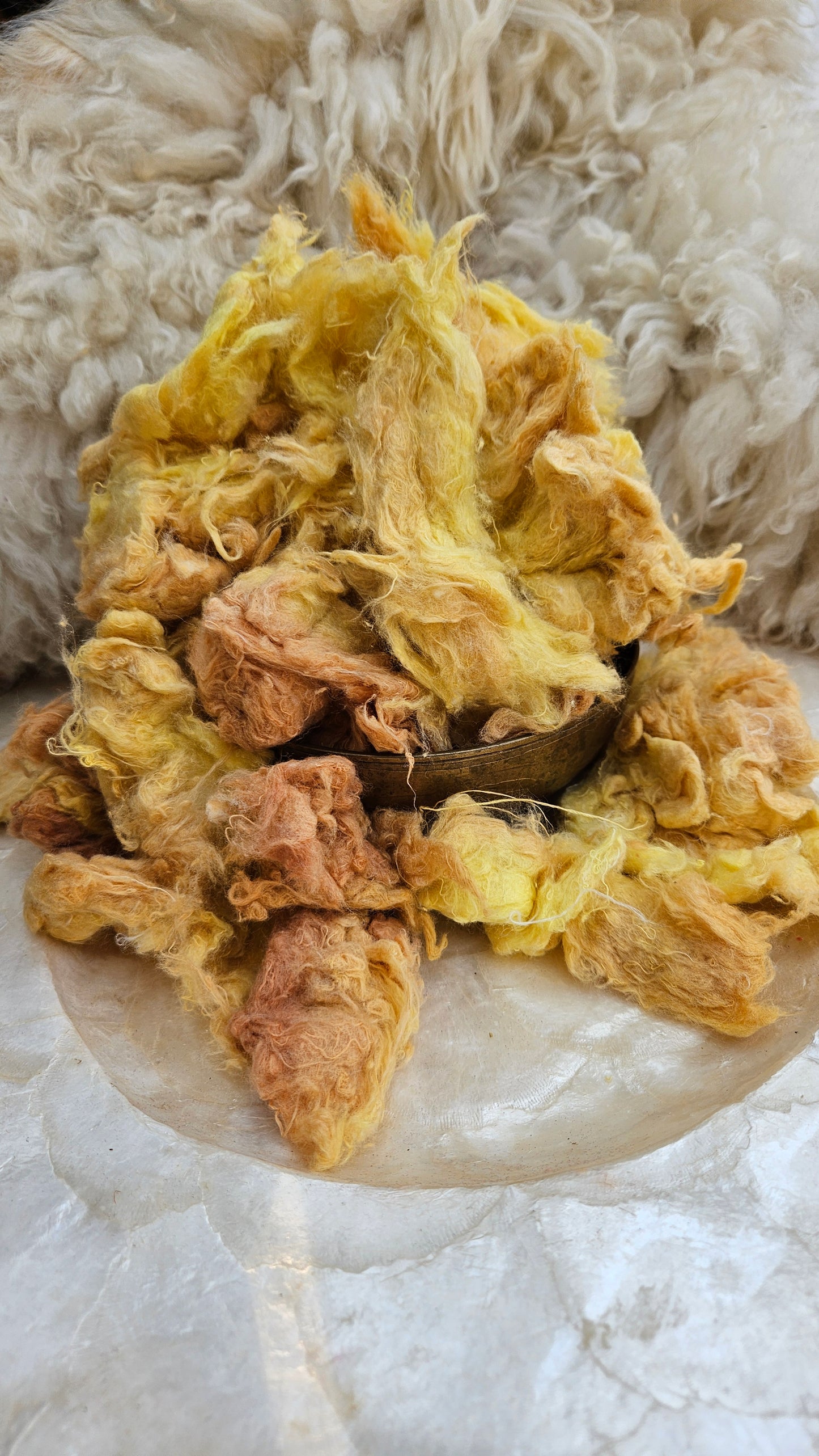WHEAT - hand-dyed recycled cotton noil "feathers" effects texture for blending, felting, and papermaking - 2.5 oz | 71 g