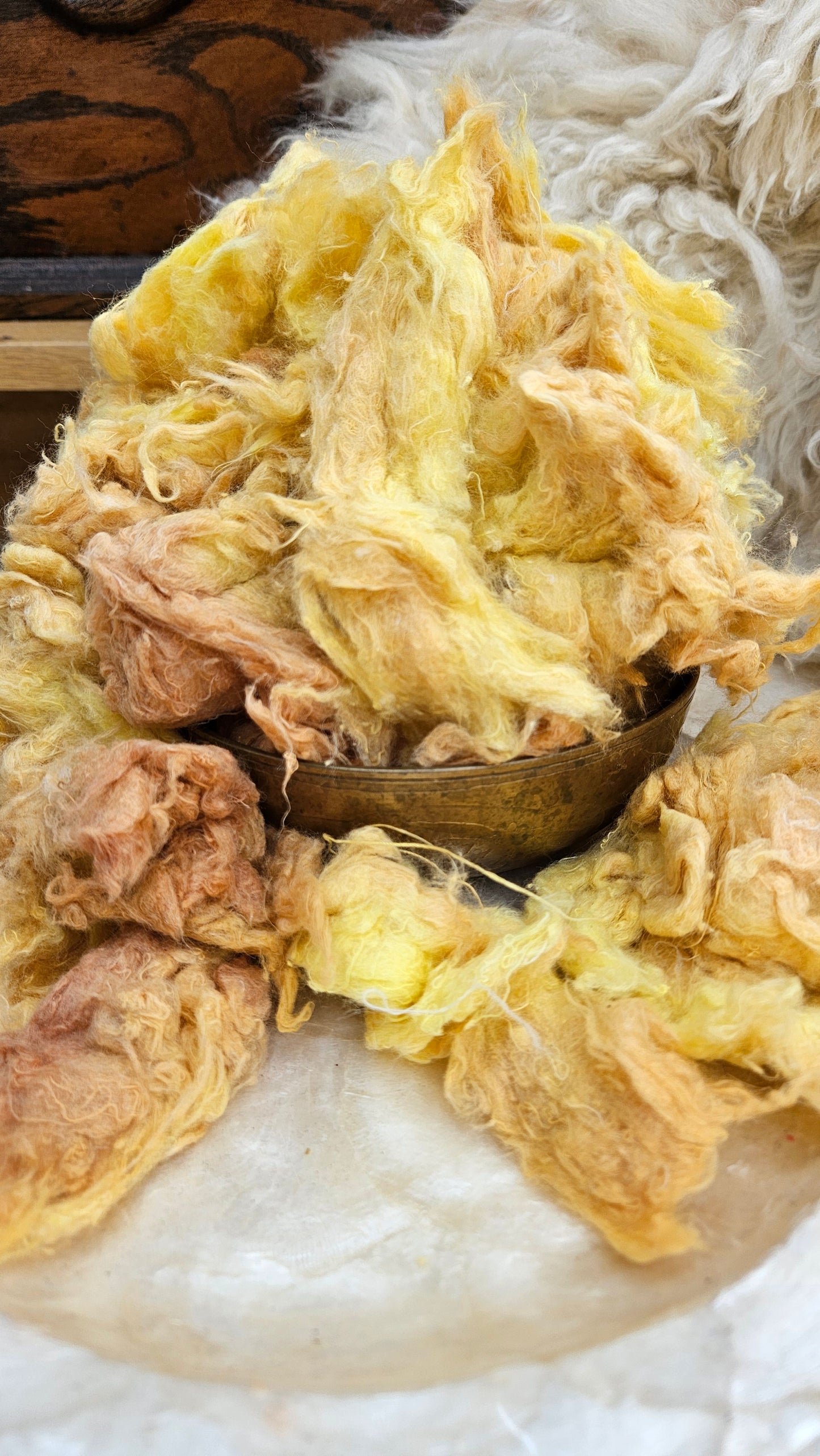 WHEAT - hand-dyed recycled cotton noil "feathers" effects texture for blending, felting, and papermaking - 2.5 oz | 71 g