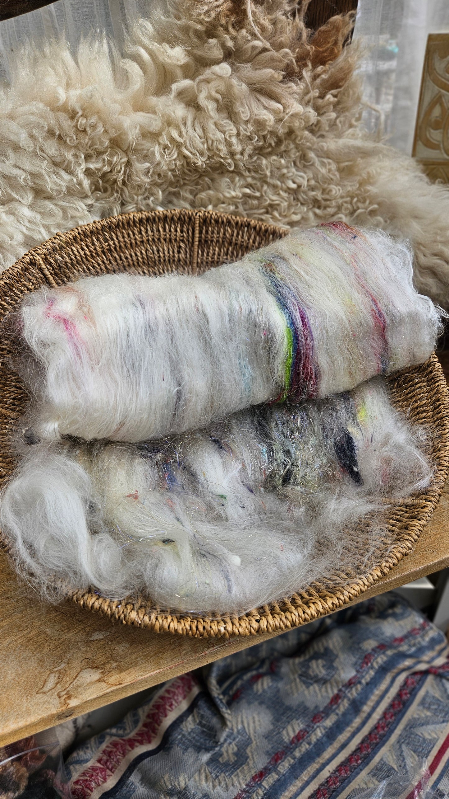Baroque Inspired Mohair and Texture Art Batt 008 - 4.3 ounces