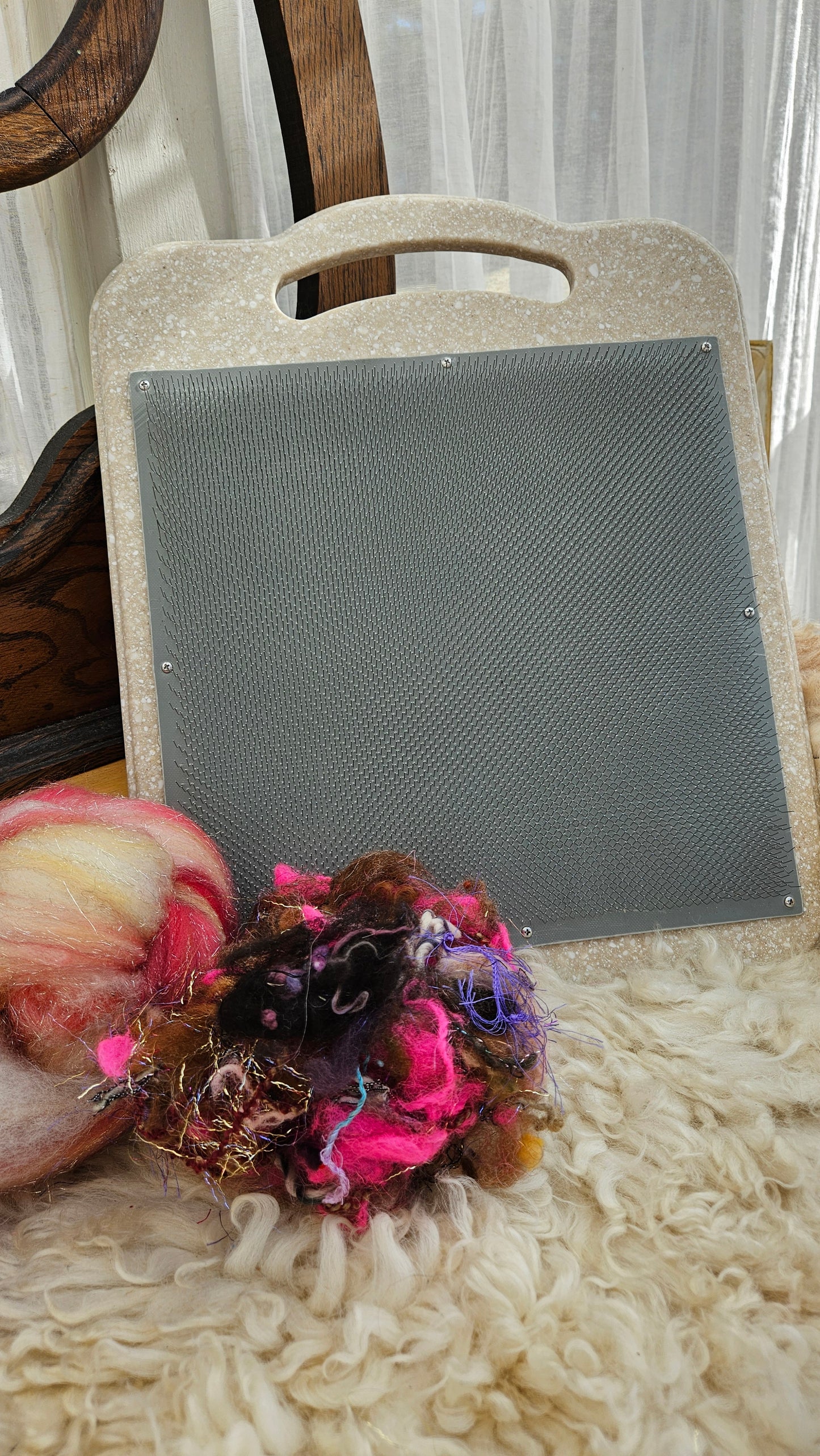 BLENDING BOARD - handcrafted Corian 72 TPI 12x12 blending board for blending fibers into batts and rolags - X-Large | 12CRM