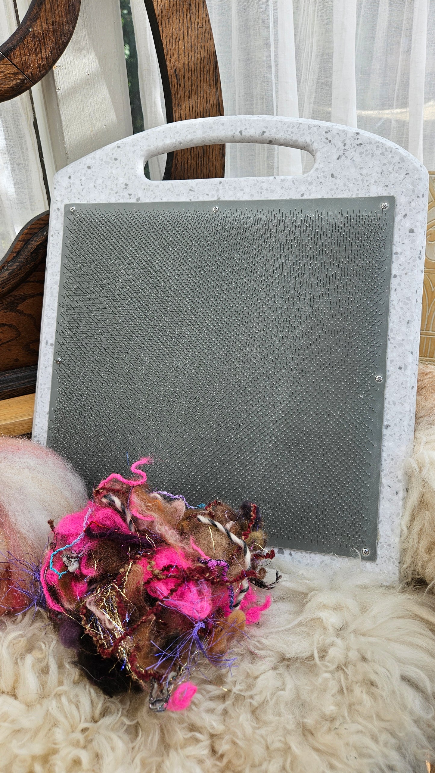 BLENDING BOARD - handcrafted Corian 72 TPI 12x12 blending board for blending fibers into batts and rolags - X-Large | 12WHT