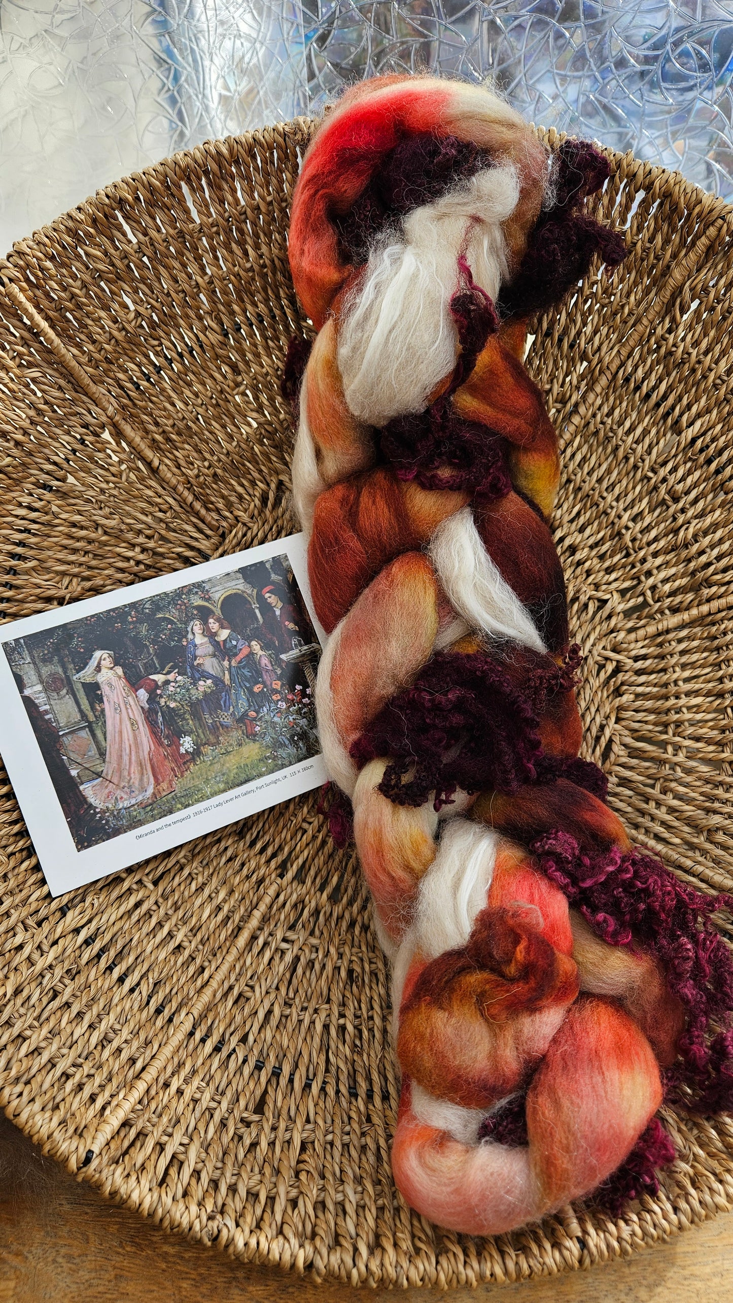 LUXE ART ROVING - hand-dyed Polwarth Alpaca BFL - Waterhouse Miranda and the Tempest Collection 111 - 3.1 oz