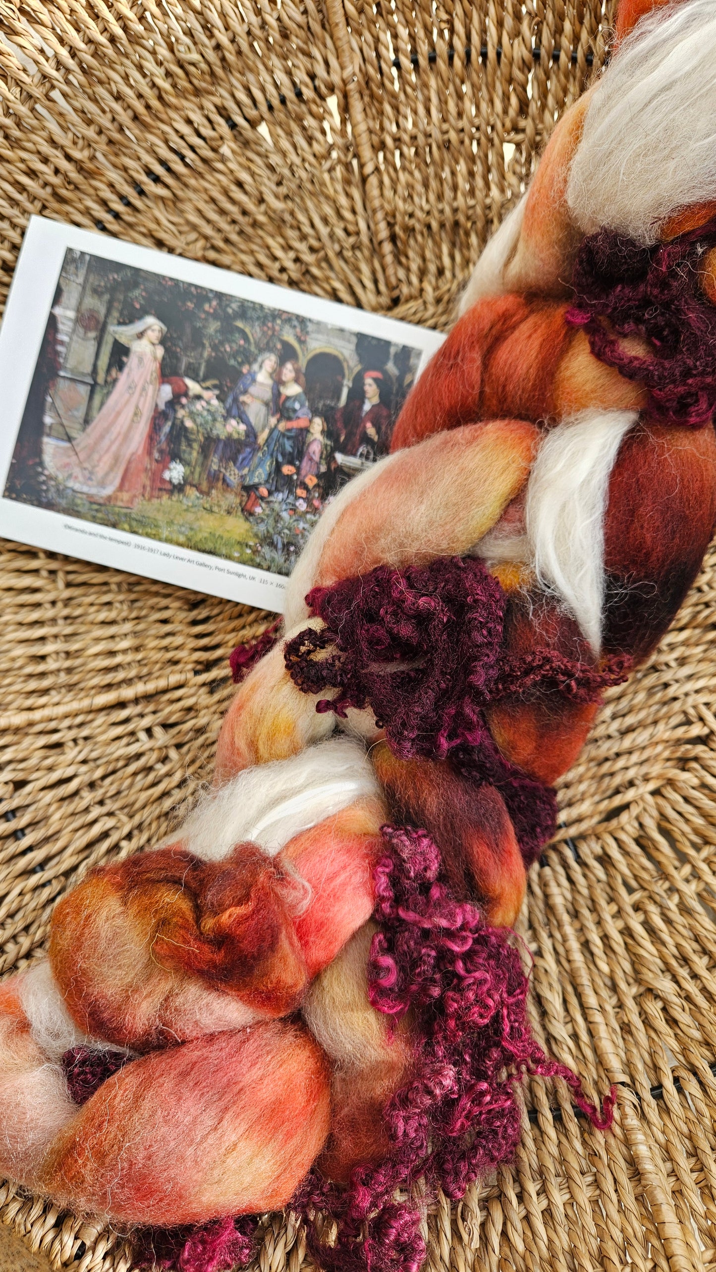 LUXE ART ROVING - hand-dyed Polwarth Alpaca BFL - Waterhouse Miranda and the Tempest Collection 111 - 3.1 oz