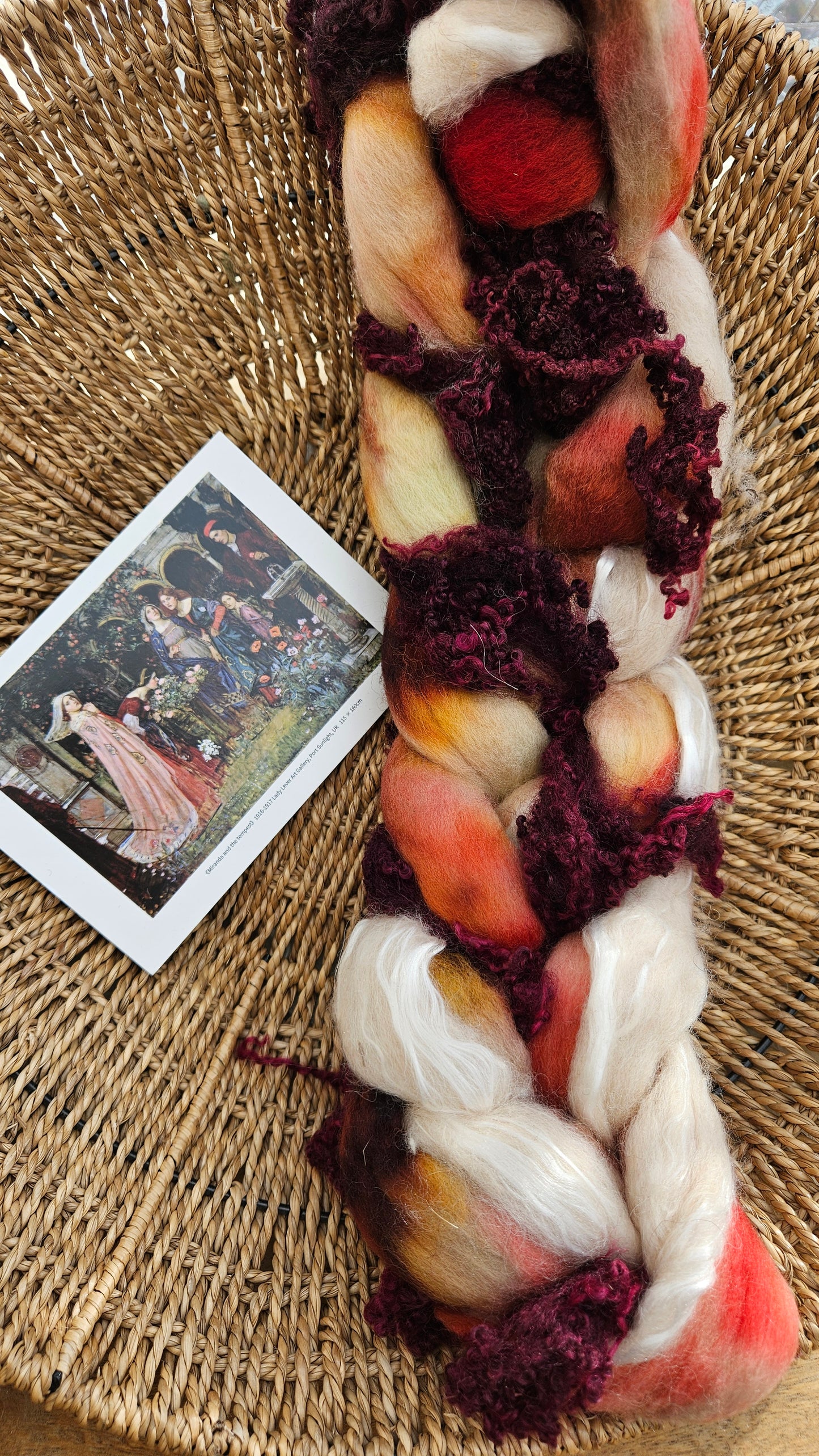 LUXE ART ROVING - hand-dyed Polwarth Alpaca BFL - Waterhouse Miranda and the Tempest Collection 111 - 3.1 oz