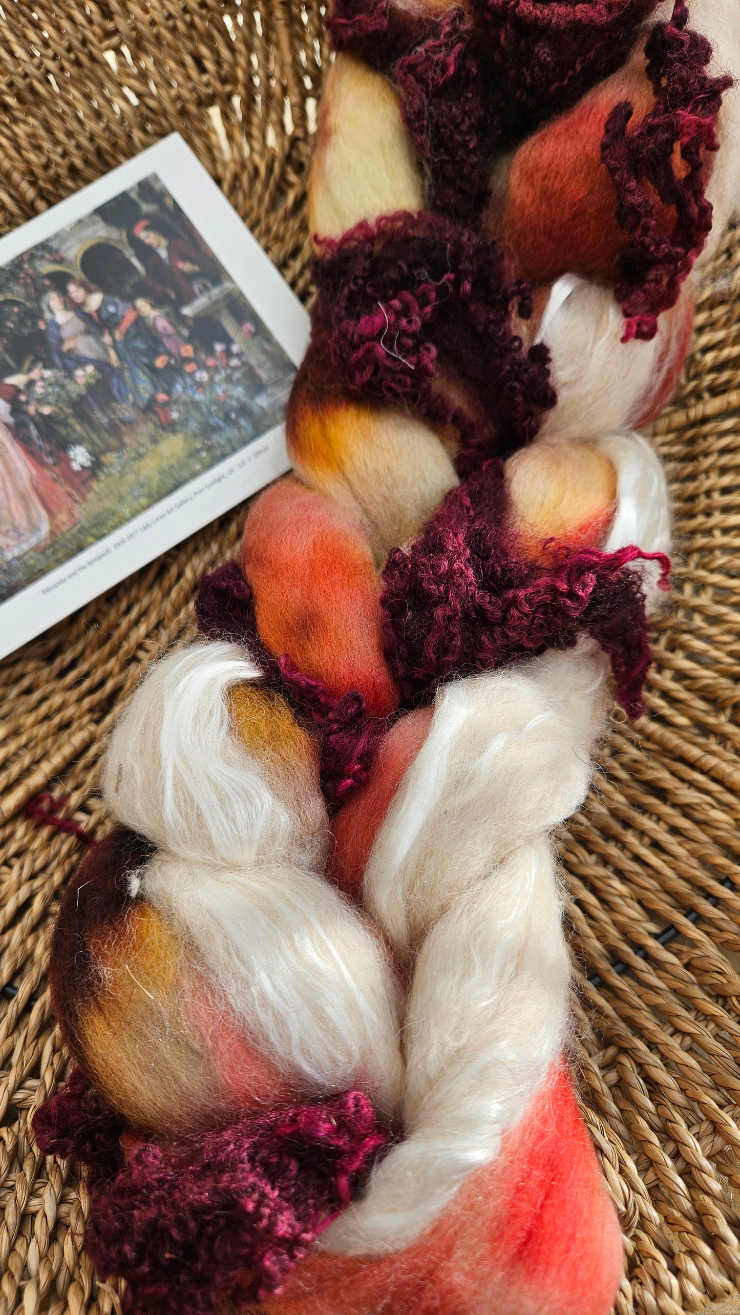 LUXE ART ROVING - hand-dyed Polwarth Alpaca BFL - Waterhouse Miranda and the Tempest Collection 111 - 3.1 oz