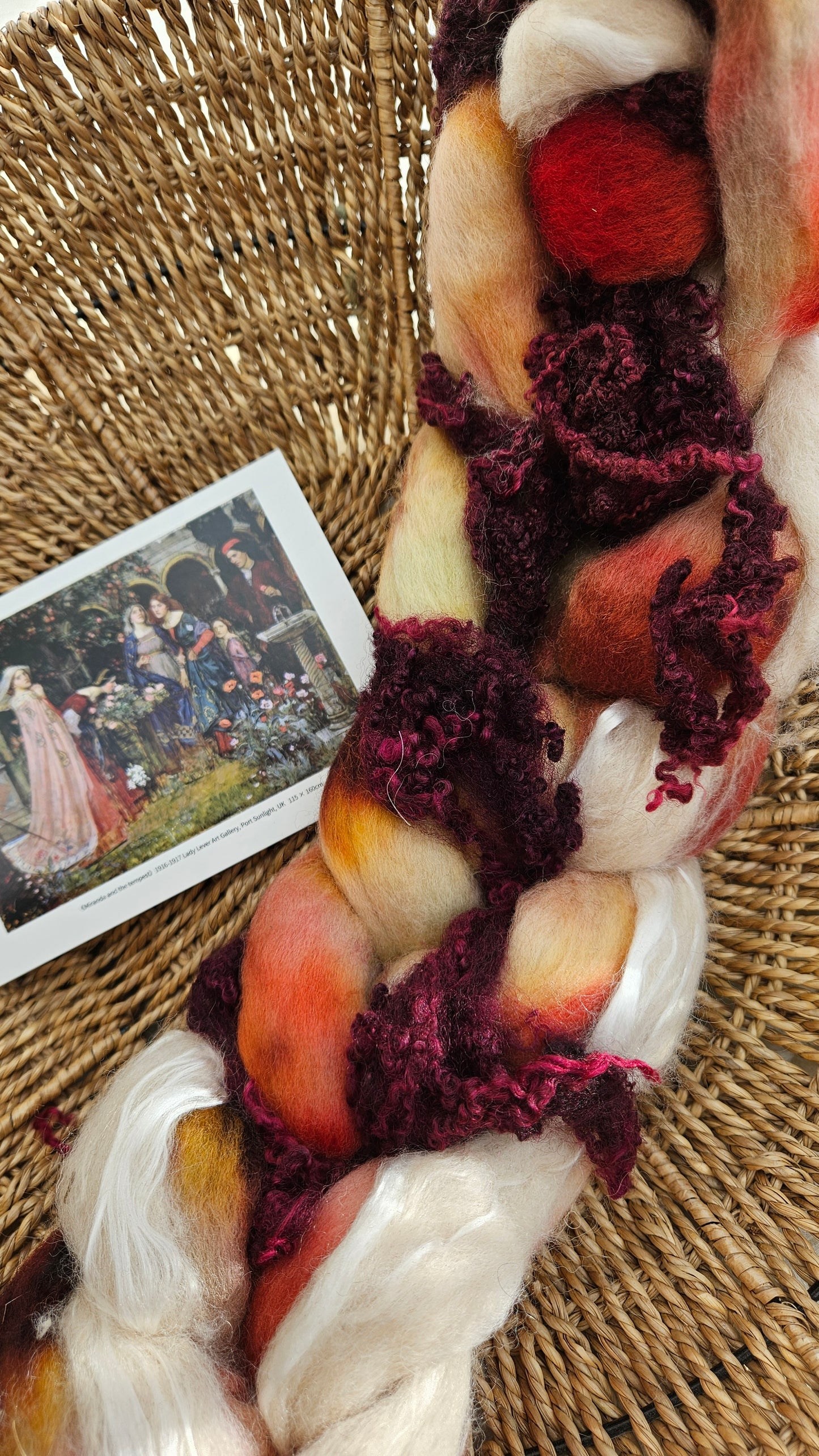 LUXE ART ROVING - hand-dyed Polwarth Alpaca BFL - Waterhouse Miranda and the Tempest Collection 111 - 3.1 oz