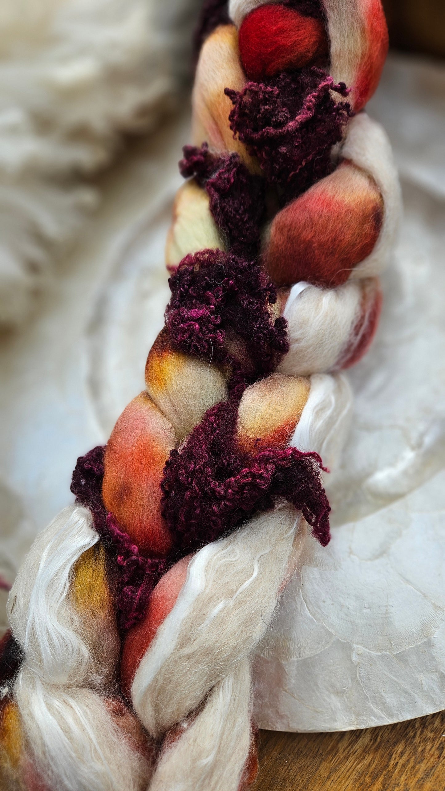 LUXE ART ROVING - hand-dyed Polwarth Alpaca BFL - Waterhouse Miranda and the Tempest Collection 111 - 3.1 oz