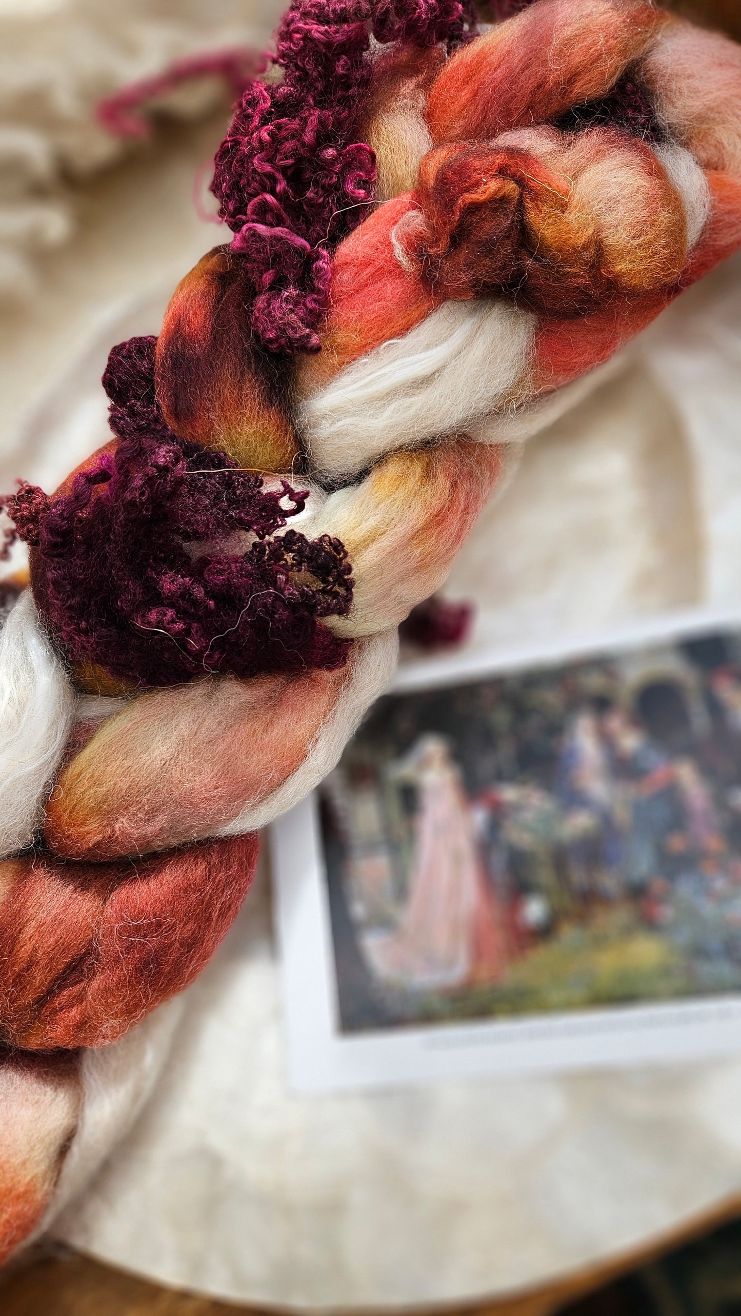 LUXE ART ROVING - hand-dyed Polwarth Alpaca BFL - Waterhouse Miranda and the Tempest Collection 111 - 3.1 oz