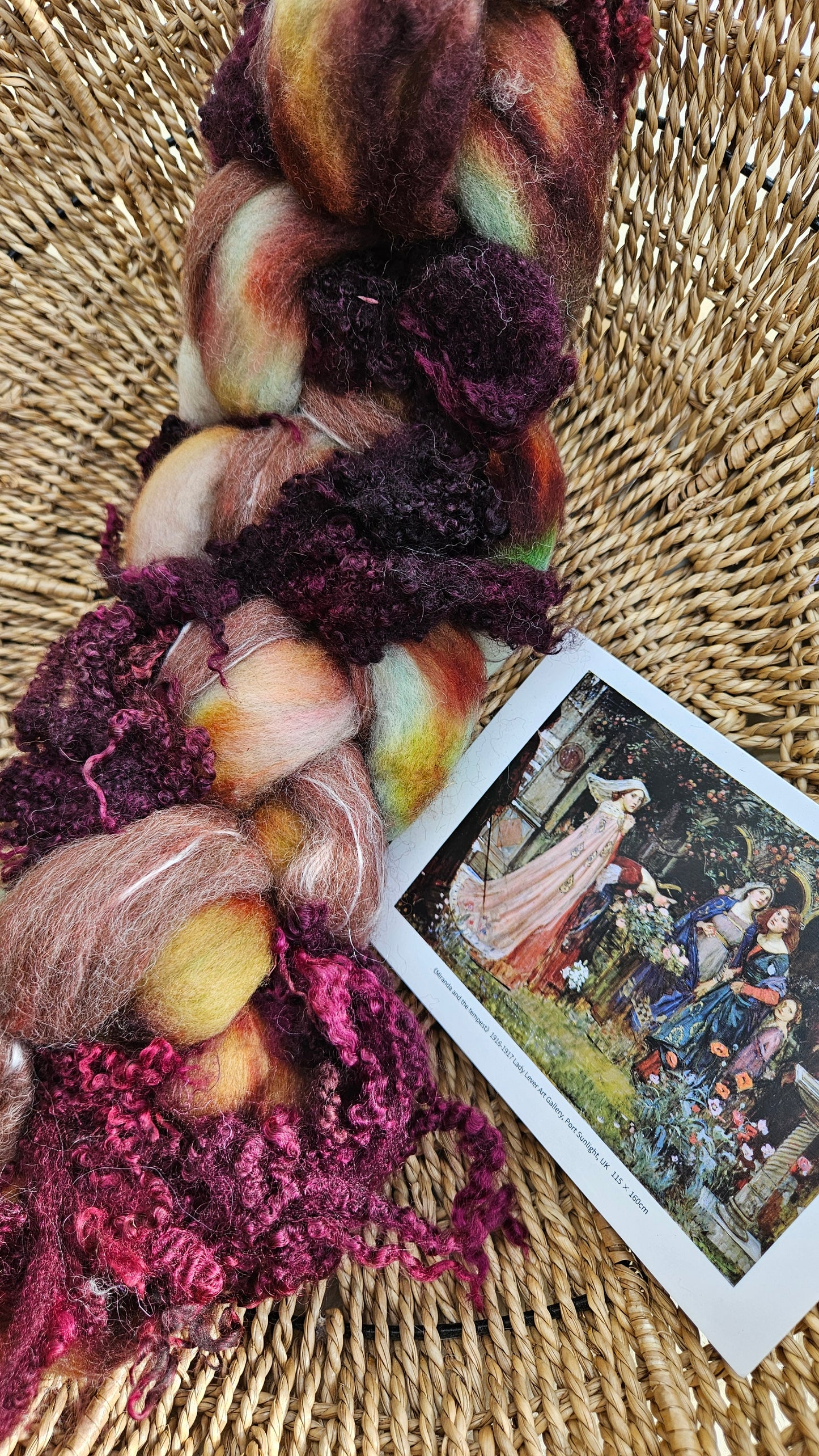 LUXE ART ROVING - hand-dyed Polwarth Alpaca BFL - Waterhouse Miranda and the Tempest Collection 114 - 3.3 oz