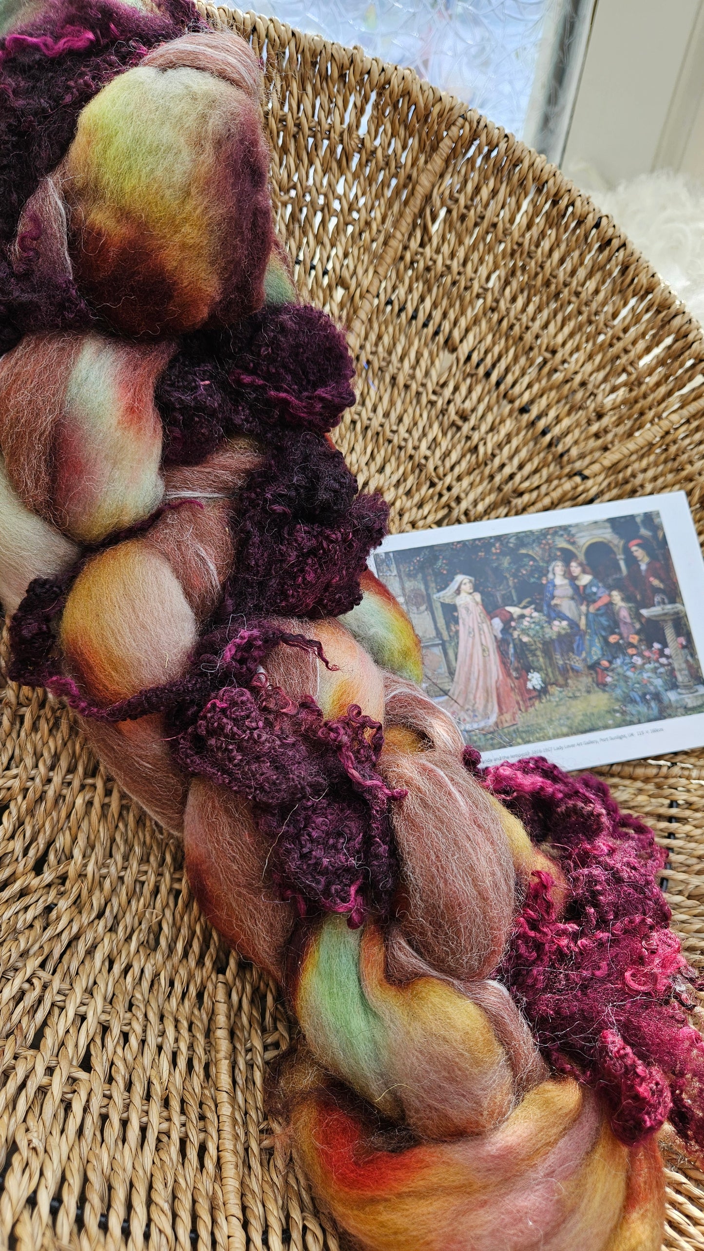 LUXE ART ROVING - hand-dyed Polwarth Alpaca BFL - Waterhouse Miranda and the Tempest Collection 114 - 3.3 oz