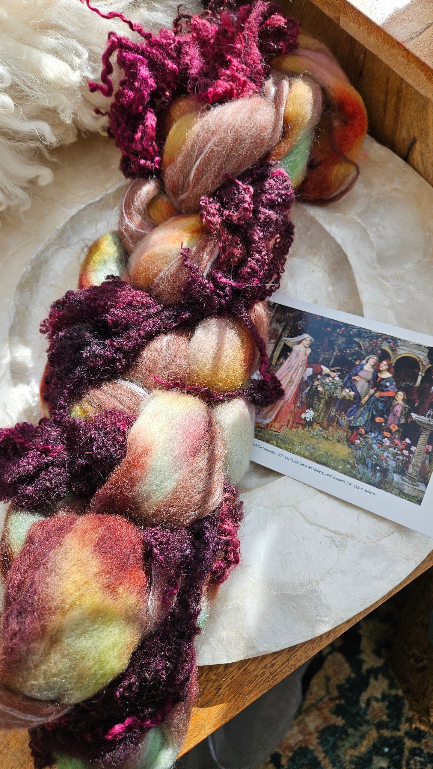 LUXE ART ROVING - hand-dyed Polwarth Alpaca BFL - Waterhouse Miranda and the Tempest Collection 114 - 3.3 oz