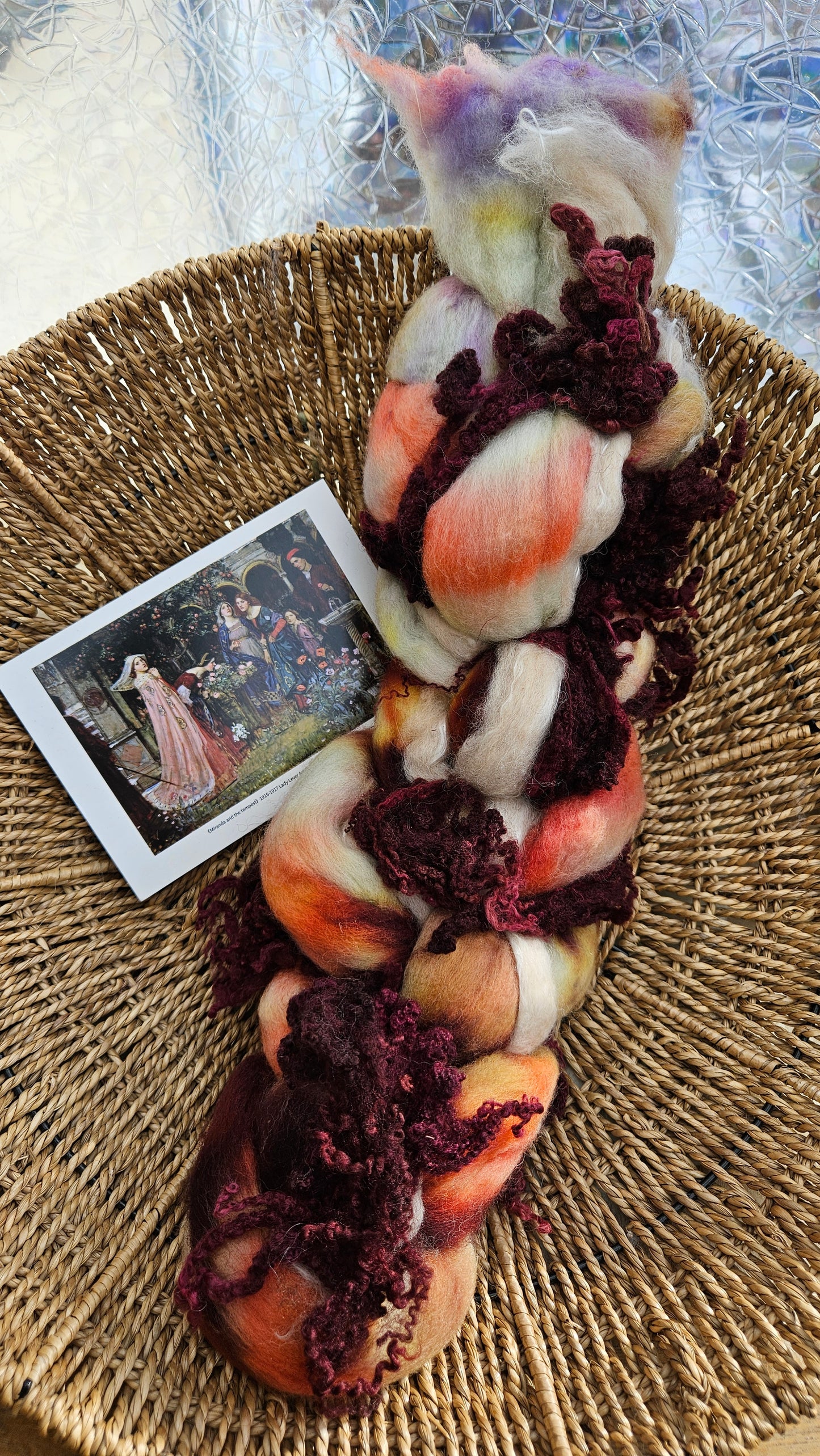 LUXE ART ROVING - hand-dyed Polwarth Alpaca BFL - Waterhouse Miranda and the Tempest Collection 116 - 3.4 oz