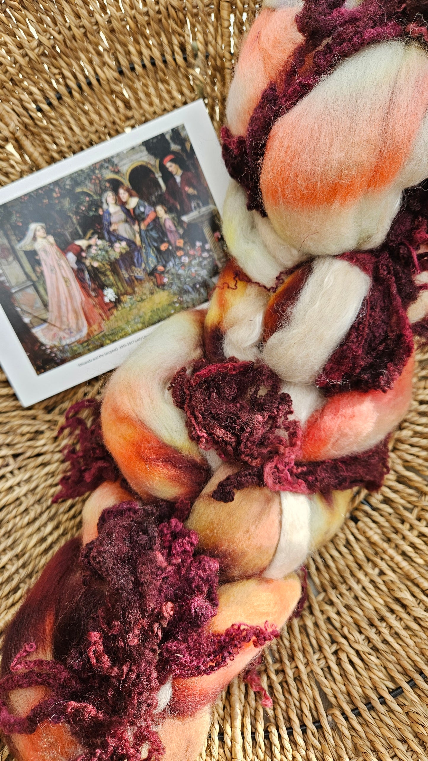 LUXE ART ROVING - hand-dyed Polwarth Alpaca BFL - Waterhouse Miranda and the Tempest Collection 116 - 3.4 oz