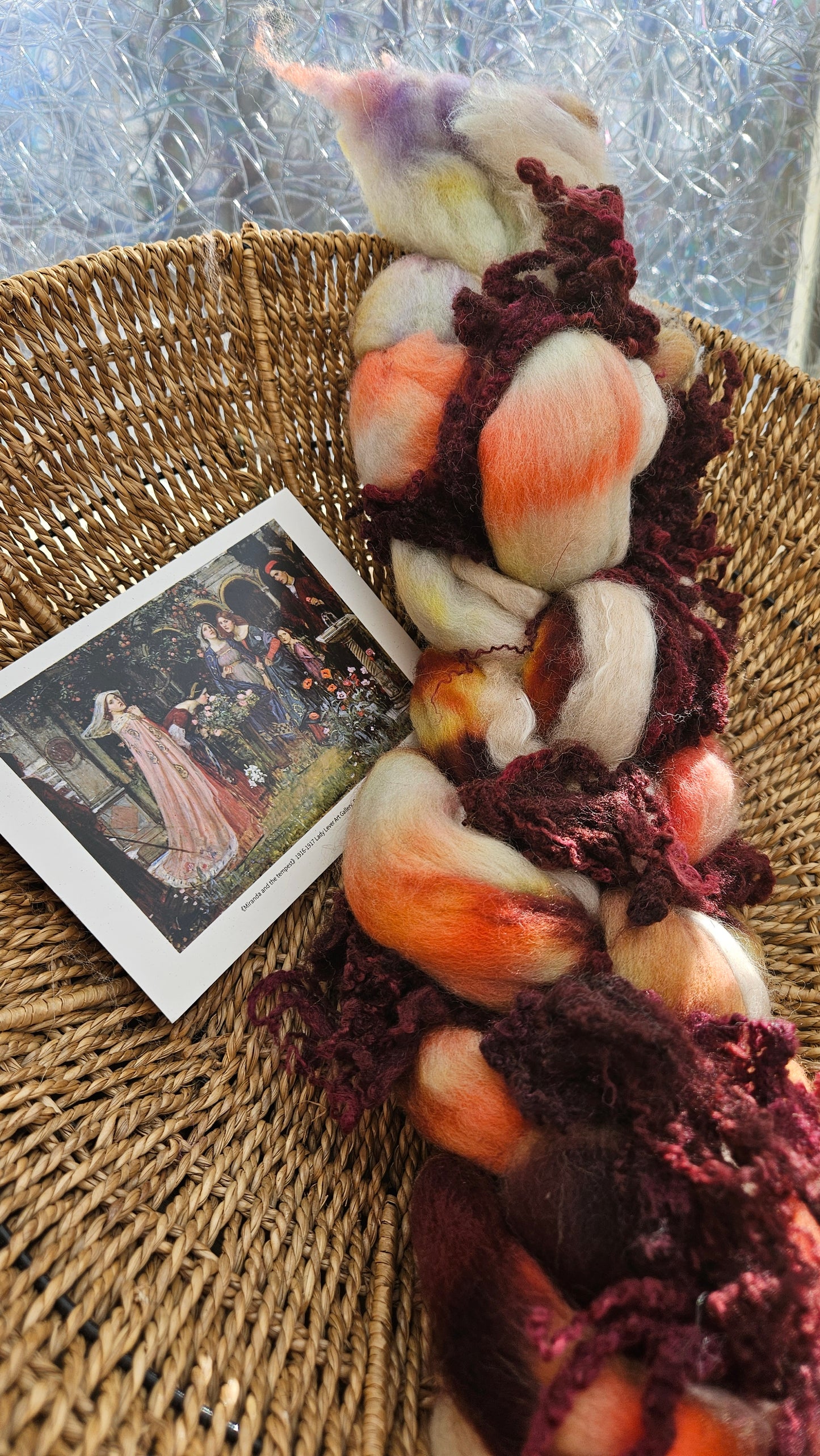 LUXE ART ROVING - hand-dyed Polwarth Alpaca BFL - Waterhouse Miranda and the Tempest Collection 116 - 3.4 oz
