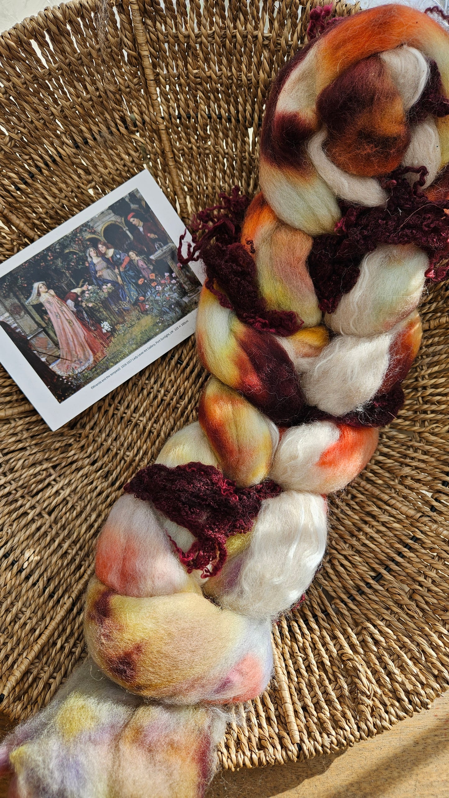 LUXE ART ROVING - hand-dyed Polwarth Alpaca BFL - Waterhouse Miranda and the Tempest Collection 116 - 3.4 oz