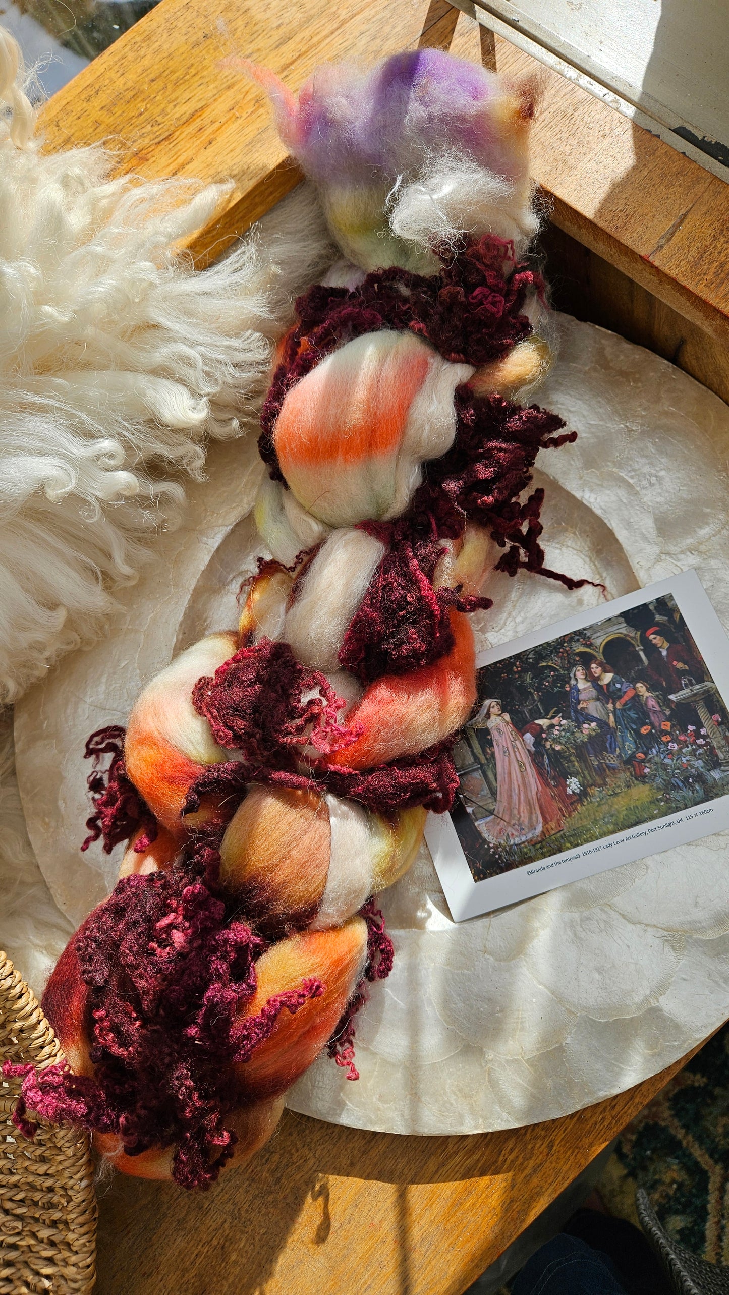 LUXE ART ROVING - hand-dyed Polwarth Alpaca BFL - Waterhouse Miranda and the Tempest Collection 116 - 3.4 oz