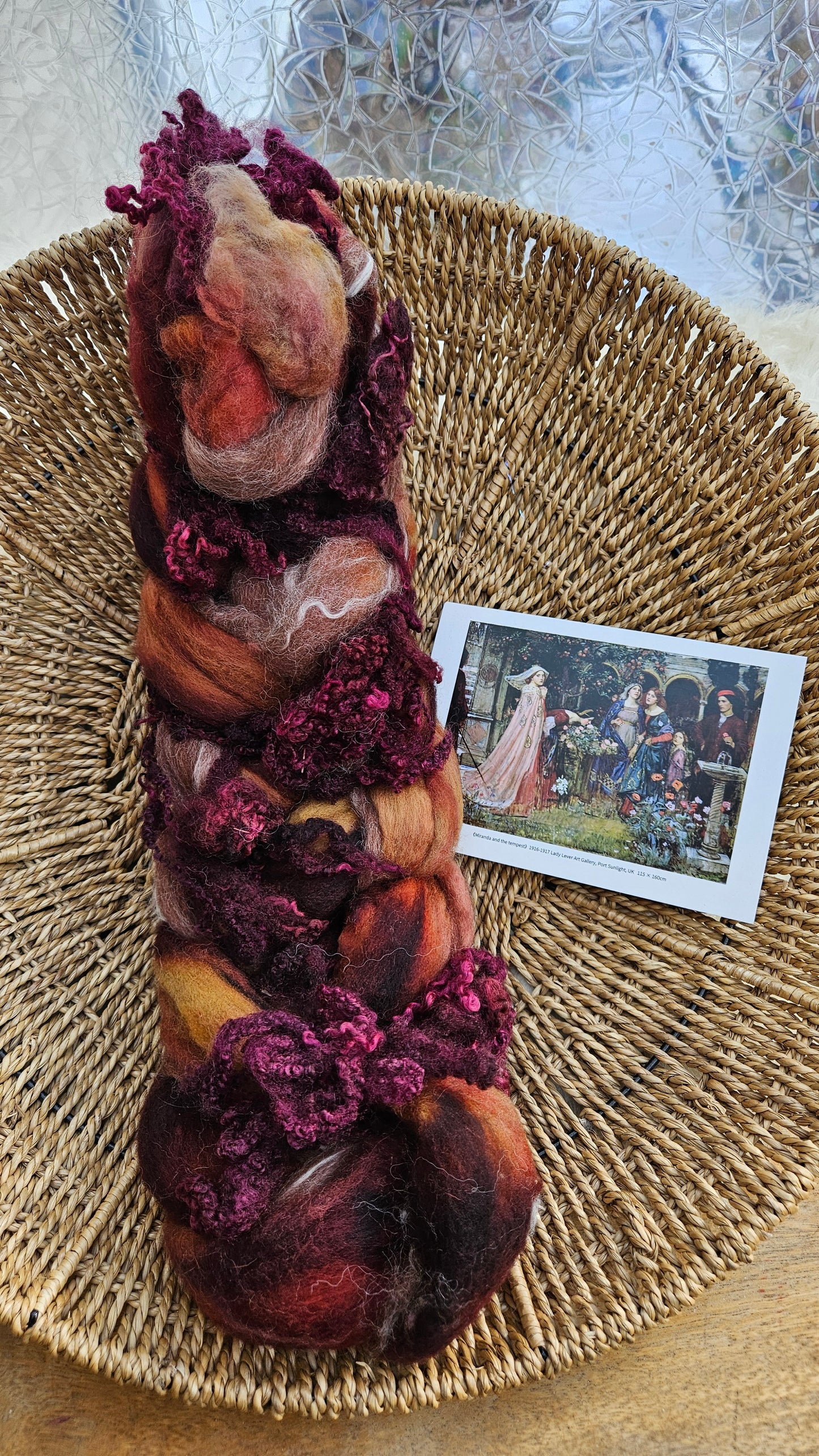 LUXE ART ROVING - hand-dyed Polwarth Alpaca BFL - Waterhouse Miranda and the Tempest Collection 118 - 3.6 oz