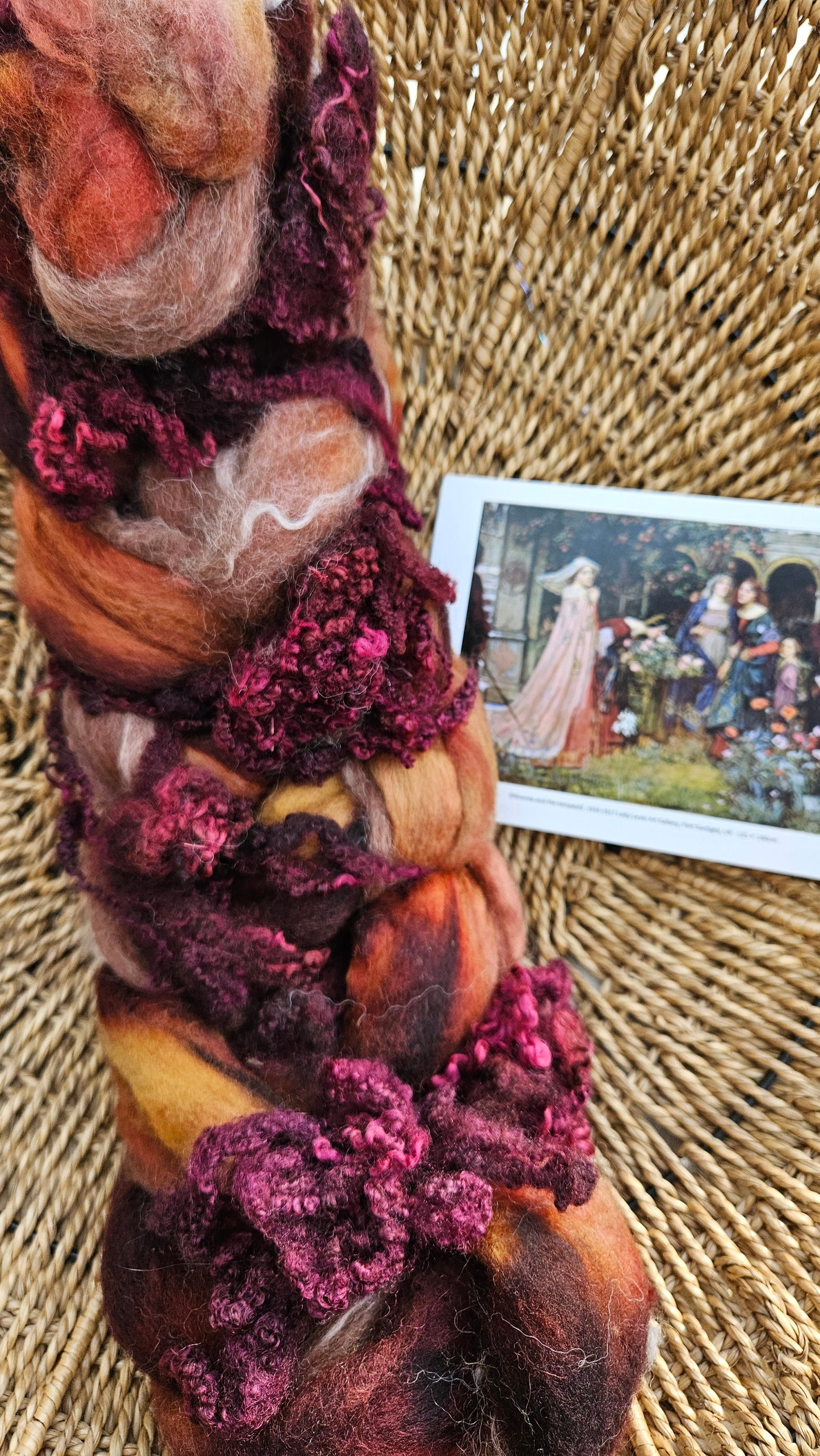 LUXE ART ROVING - hand-dyed Polwarth Alpaca BFL - Waterhouse Miranda and the Tempest Collection 118 - 3.6 oz