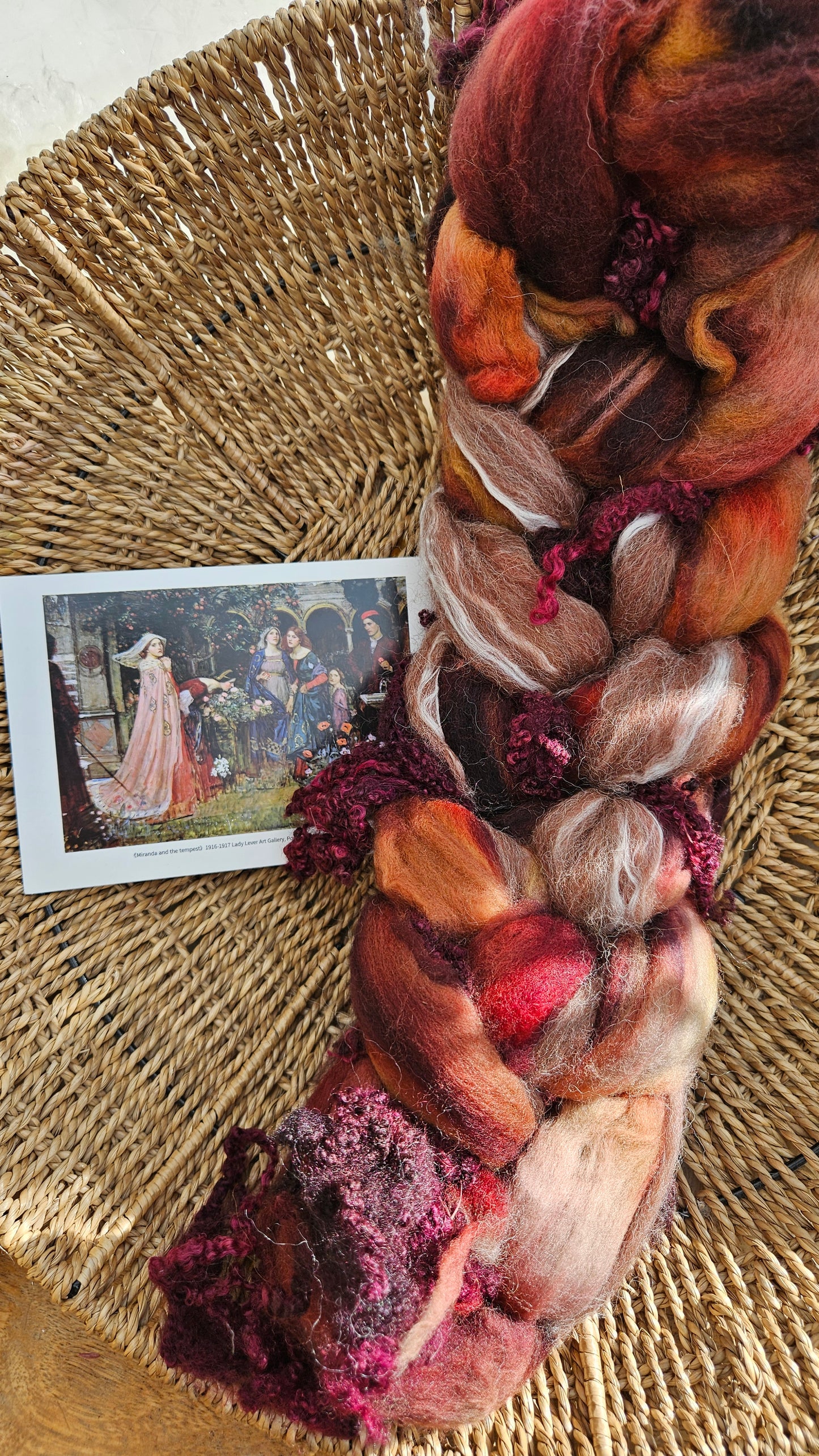 LUXE ART ROVING - hand-dyed Polwarth Alpaca BFL - Waterhouse Miranda and the Tempest Collection 118 - 3.6 oz