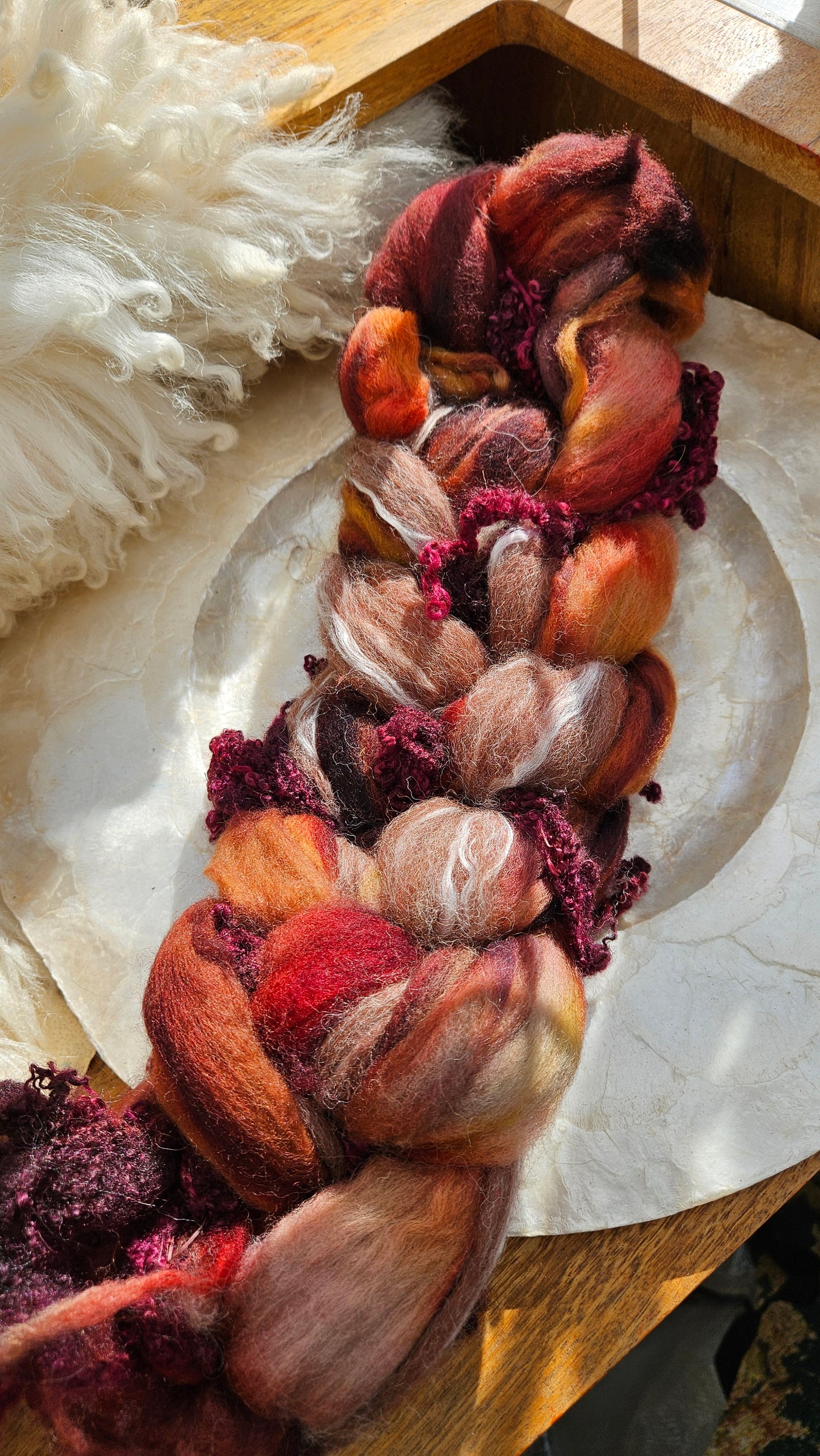 LUXE ART ROVING - hand-dyed Polwarth Alpaca BFL - Waterhouse Miranda and the Tempest Collection 118 - 3.6 oz