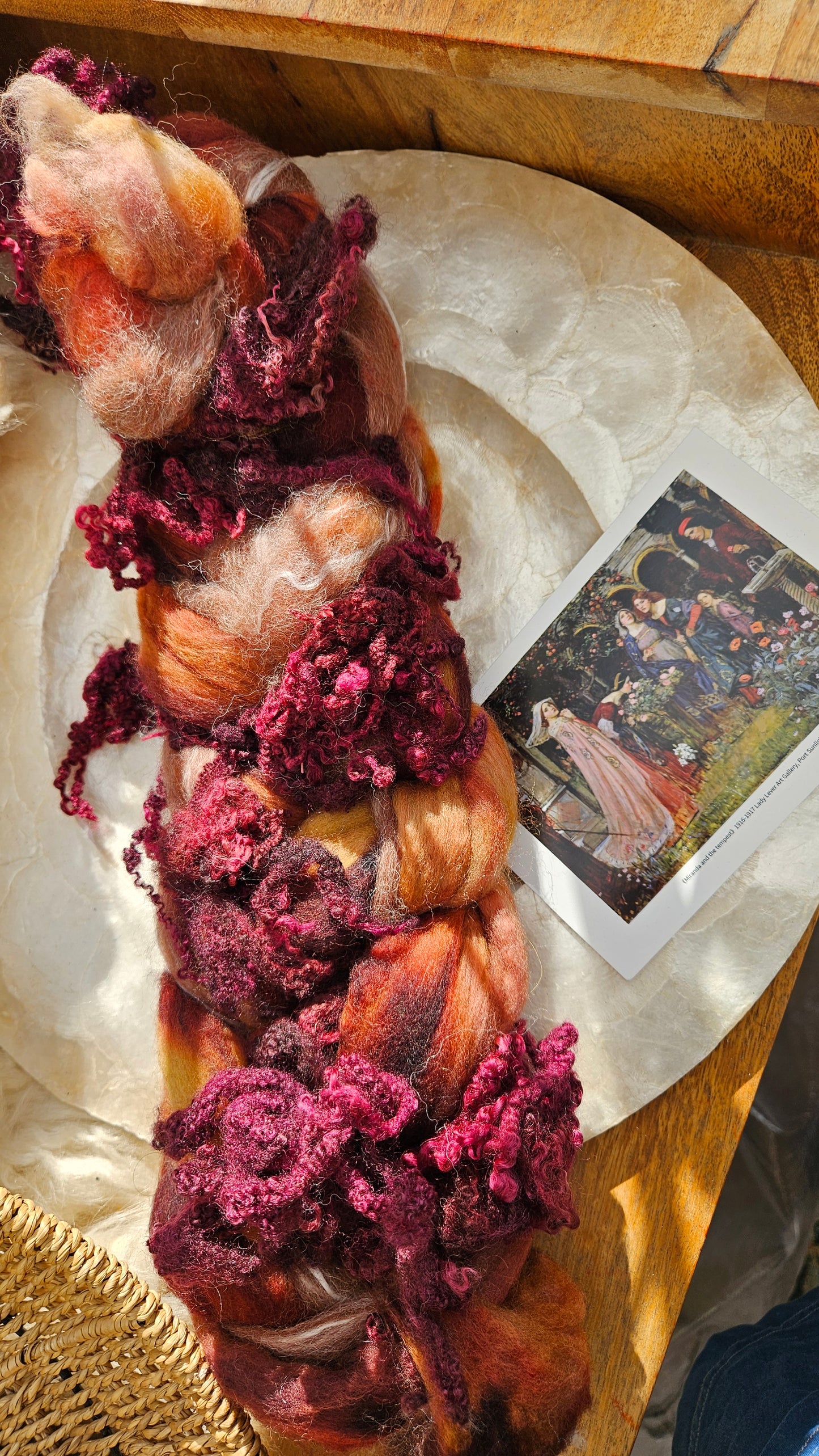 LUXE ART ROVING - hand-dyed Polwarth Alpaca BFL - Waterhouse Miranda and the Tempest Collection 118 - 3.6 oz