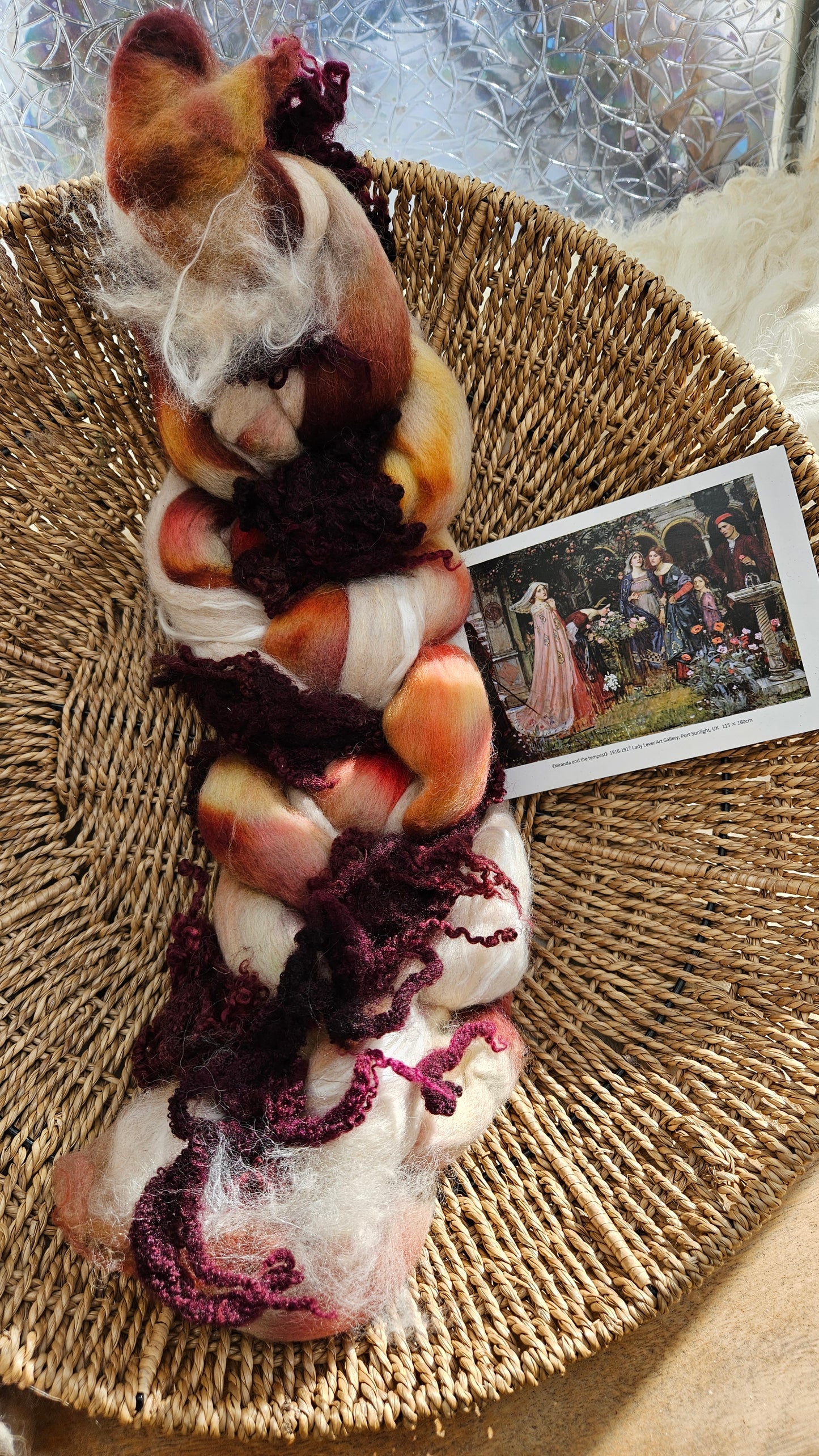 LUXE ART ROVING - hand-dyed Polwarth Alpaca BFL - Waterhouse Miranda and the Tempest Collection 119 - 3.4 oz