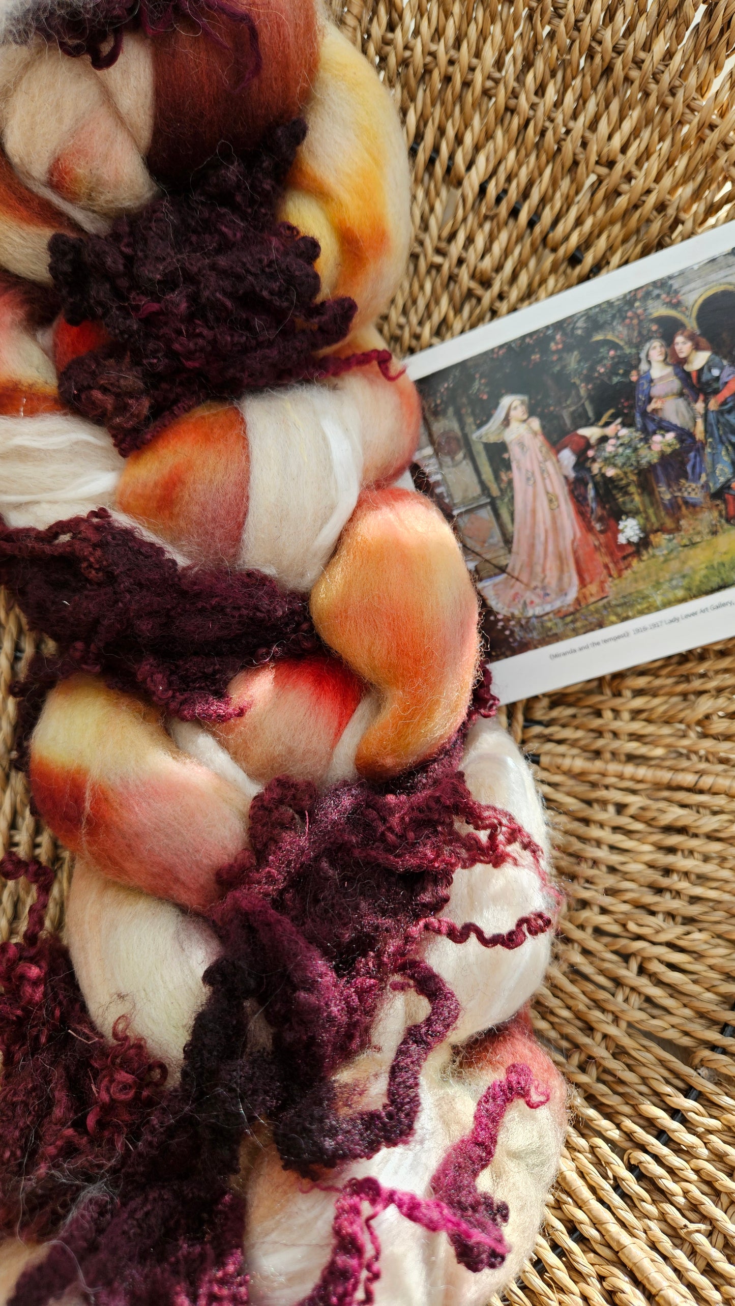 LUXE ART ROVING - hand-dyed Polwarth Alpaca BFL - Waterhouse Miranda and the Tempest Collection 119 - 3.4 oz