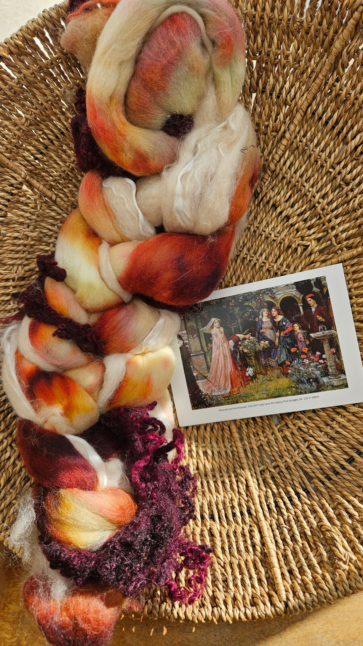 LUXE ART ROVING - hand-dyed Polwarth Alpaca BFL - Waterhouse Miranda and the Tempest Collection 119 - 3.4 oz