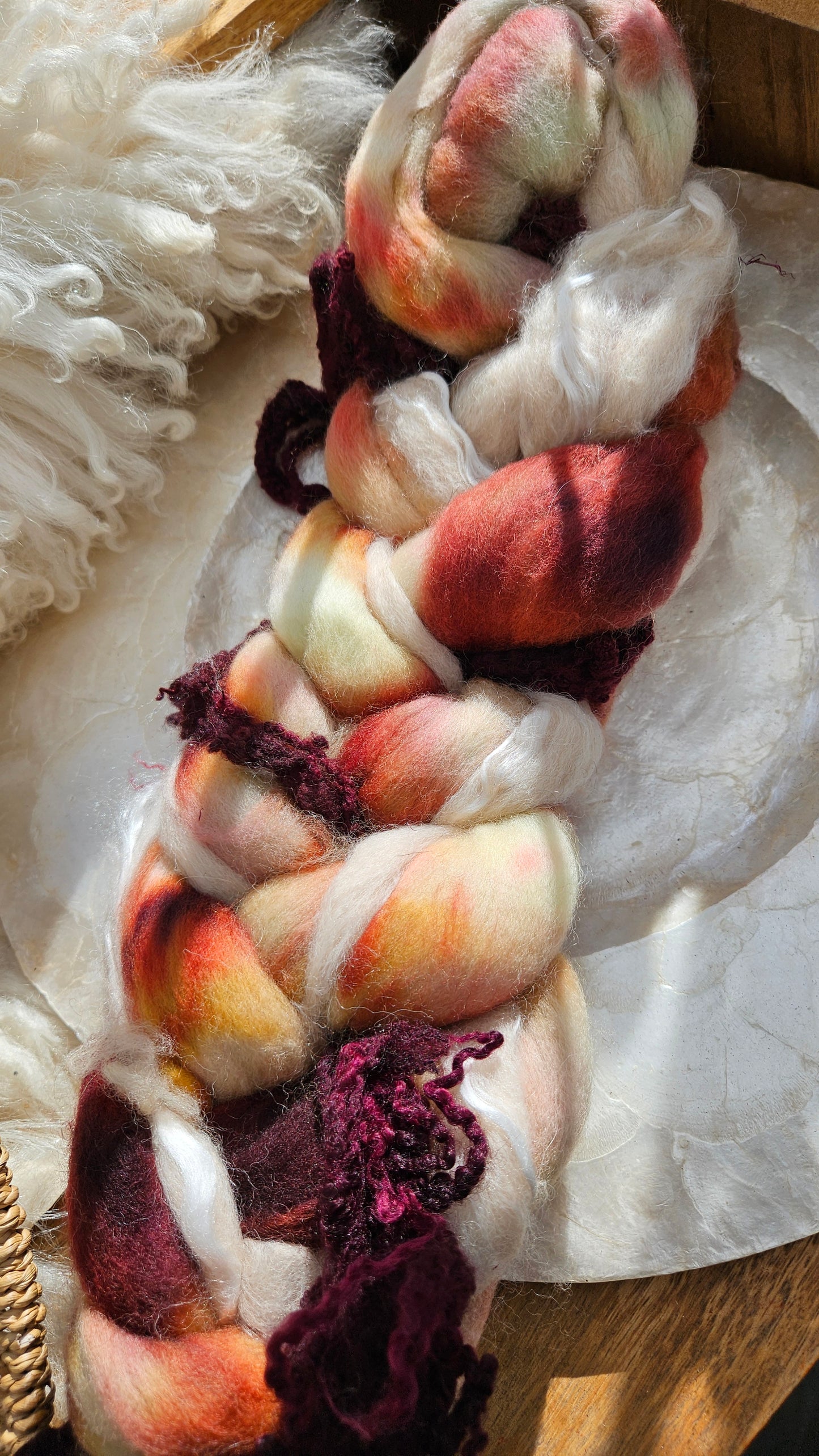 LUXE ART ROVING - hand-dyed Polwarth Alpaca BFL - Waterhouse Miranda and the Tempest Collection 119 - 3.4 oz