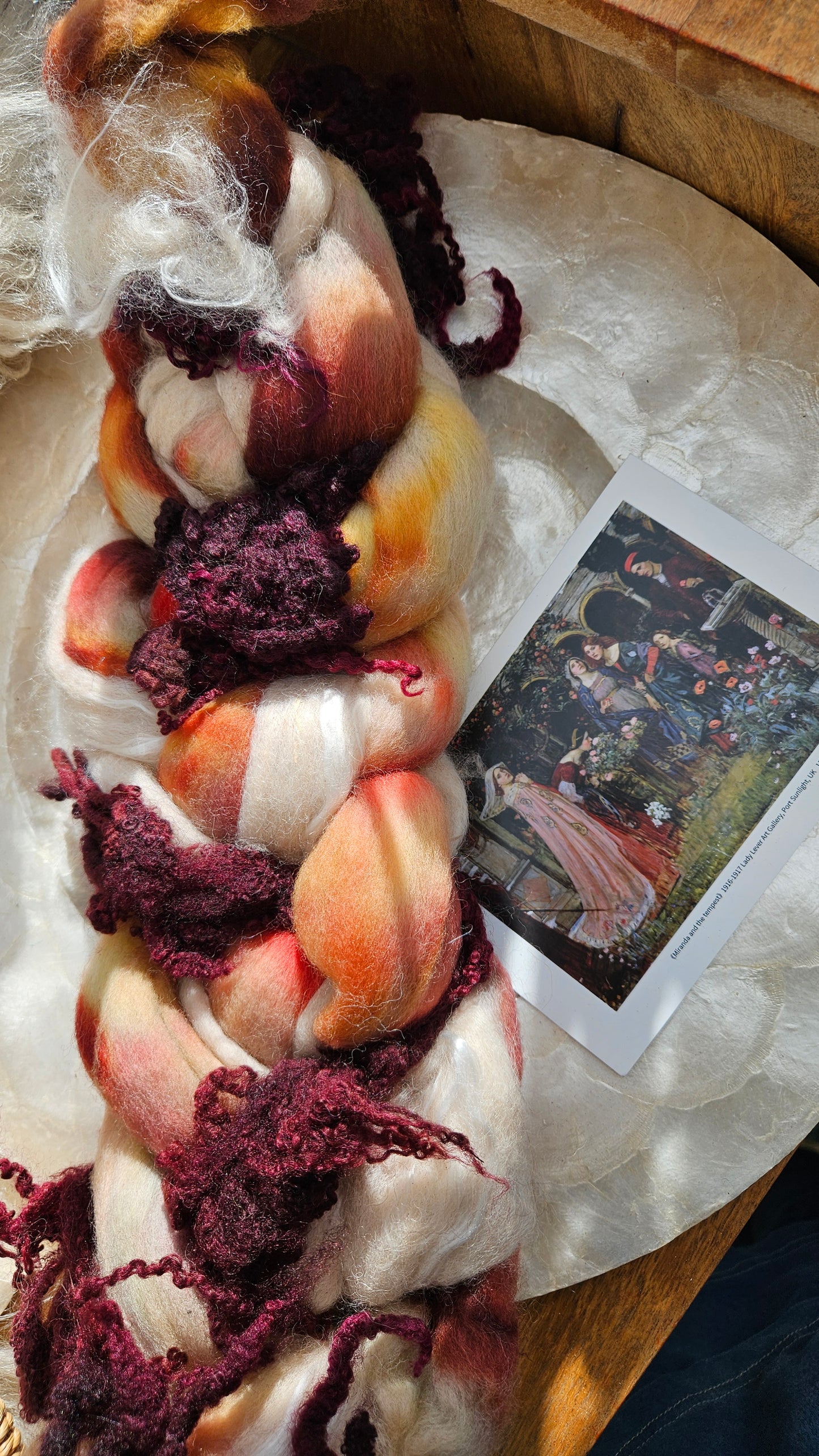 LUXE ART ROVING - hand-dyed Polwarth Alpaca BFL - Waterhouse Miranda and the Tempest Collection 119 - 3.4 oz