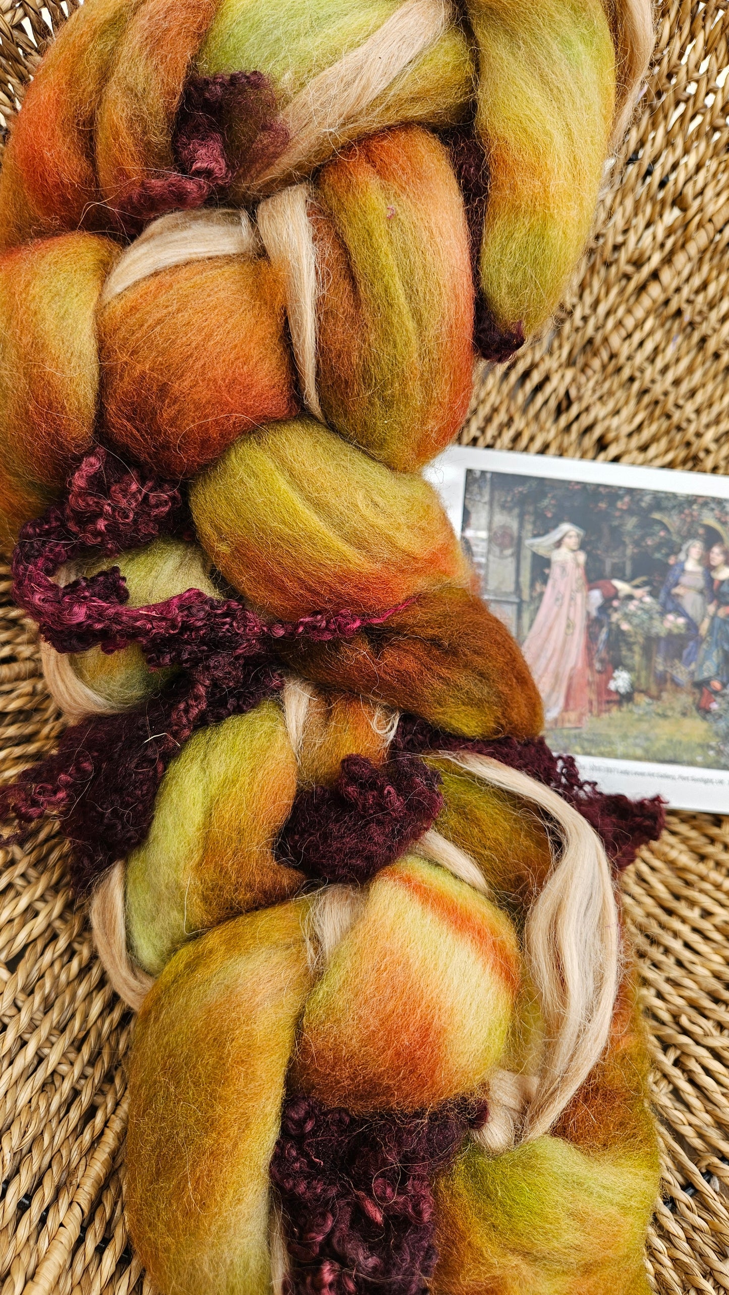 LUXE ART ROVING - hand-dyed Polwarth Alpaca BFL - Waterhouse Miranda and the Tempest Collection 123 - 3.3 oz