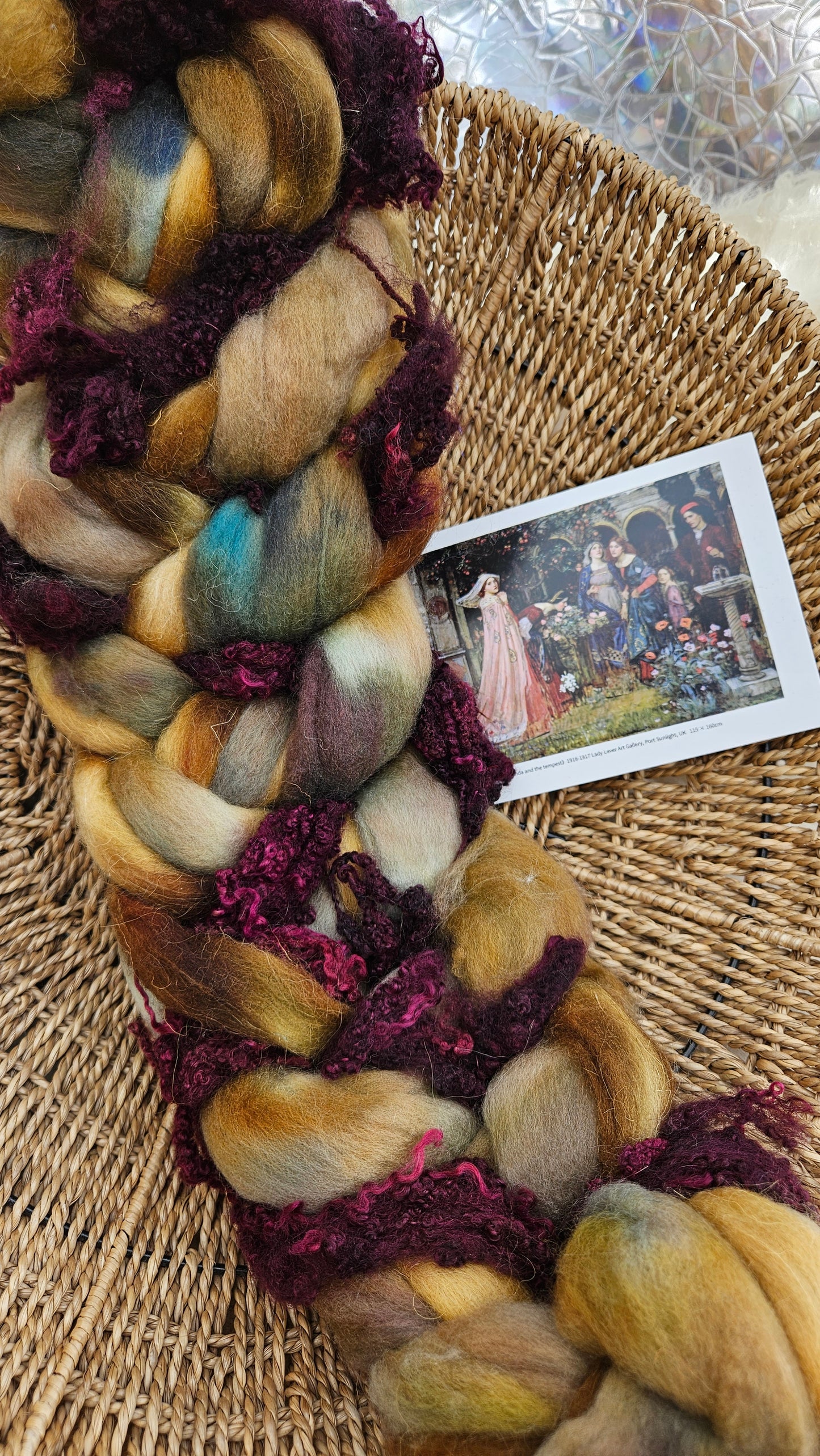 LUXE ART ROVING - hand-dyed Polwarth Alpaca BFL - Waterhouse Miranda and the Tempest Collection 124 - 5.1 oz