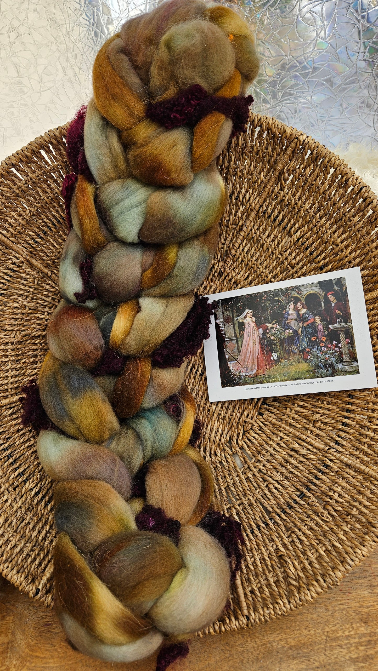 LUXE ART ROVING - hand-dyed Polwarth Alpaca BFL - Waterhouse Miranda and the Tempest Collection 124 - 5.1 oz