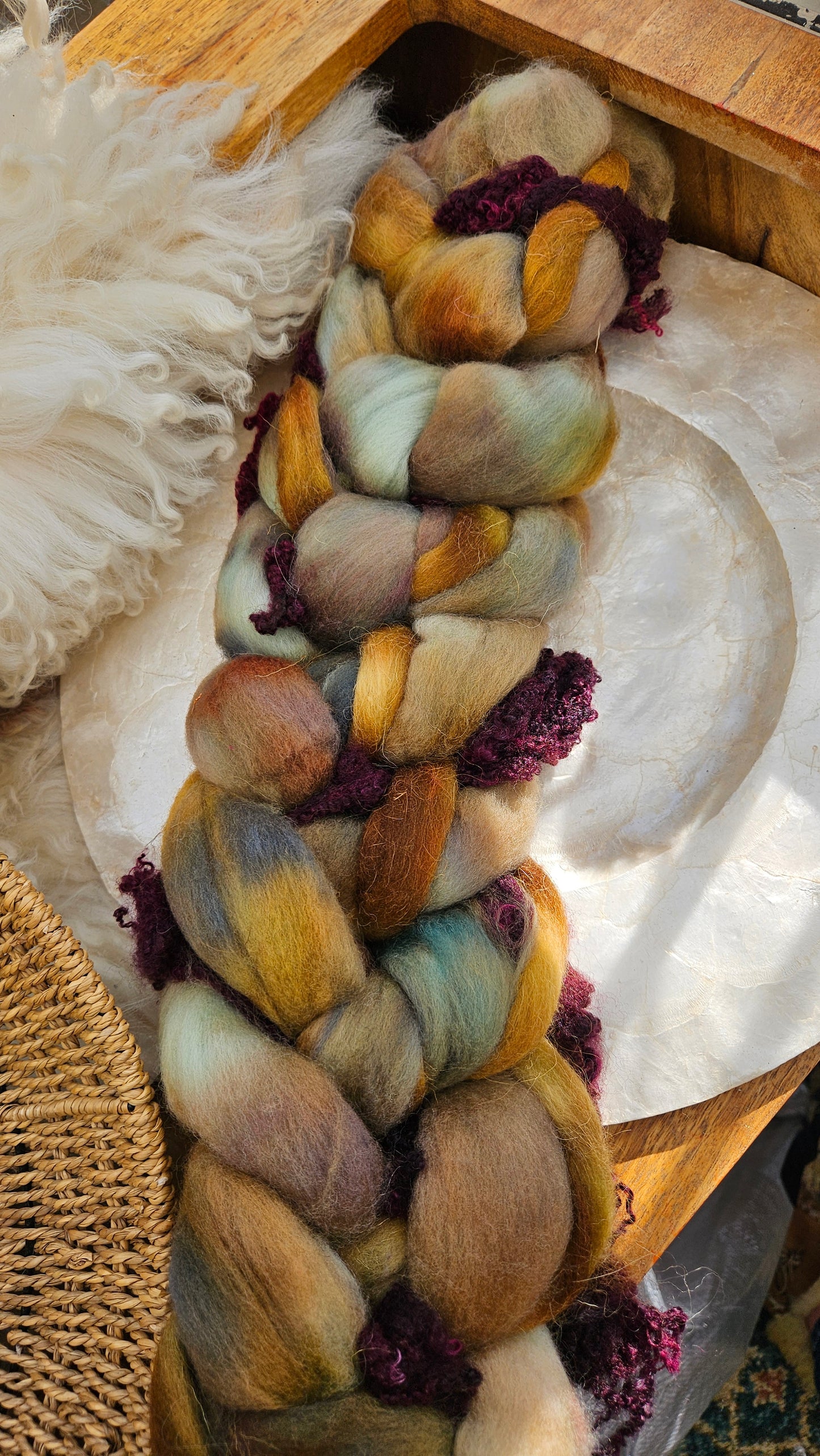 LUXE ART ROVING - hand-dyed Polwarth Alpaca BFL - Waterhouse Miranda and the Tempest Collection 124 - 5.1 oz