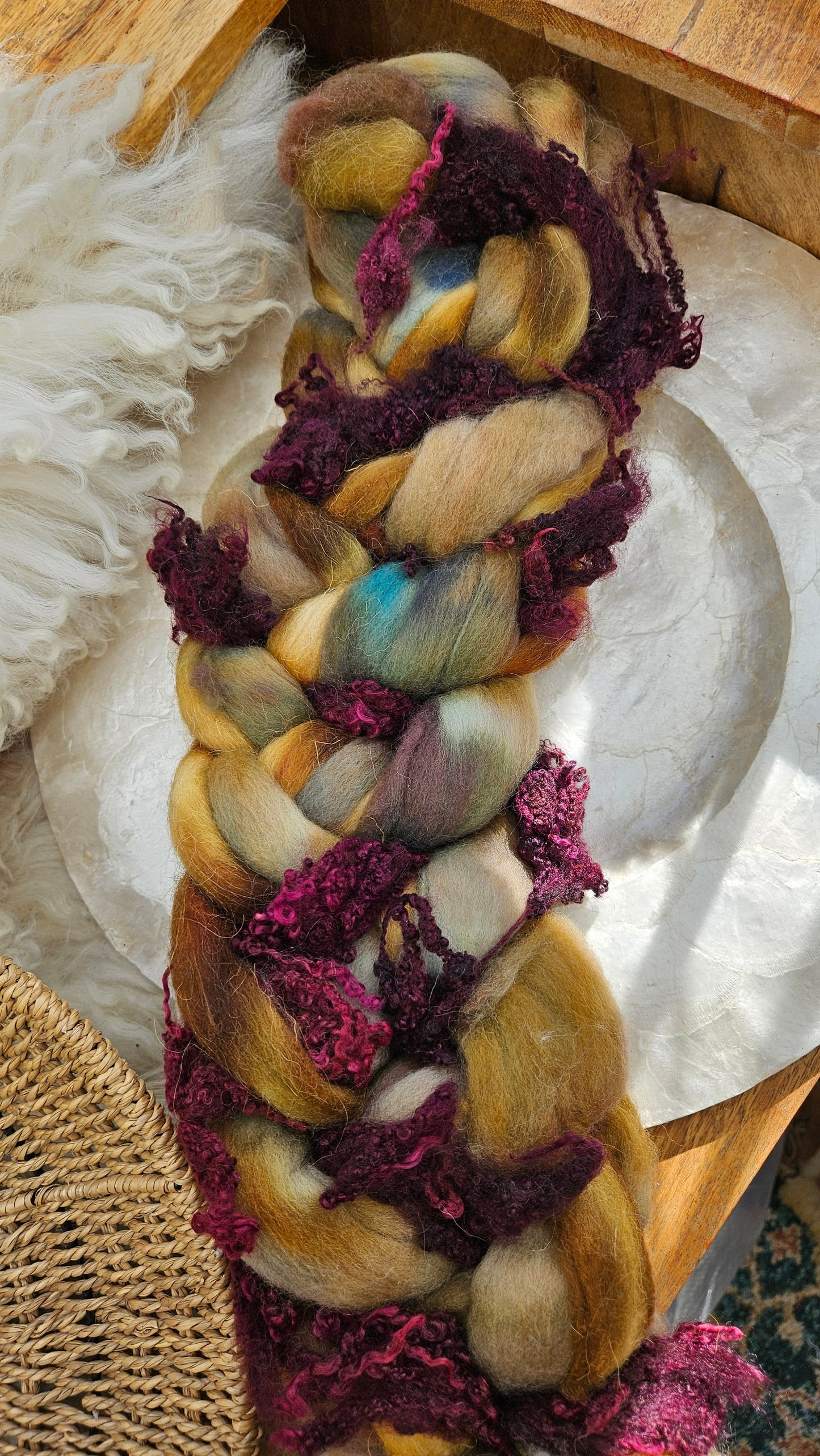 LUXE ART ROVING - hand-dyed Polwarth Alpaca BFL - Waterhouse Miranda and the Tempest Collection 124 - 5.1 oz